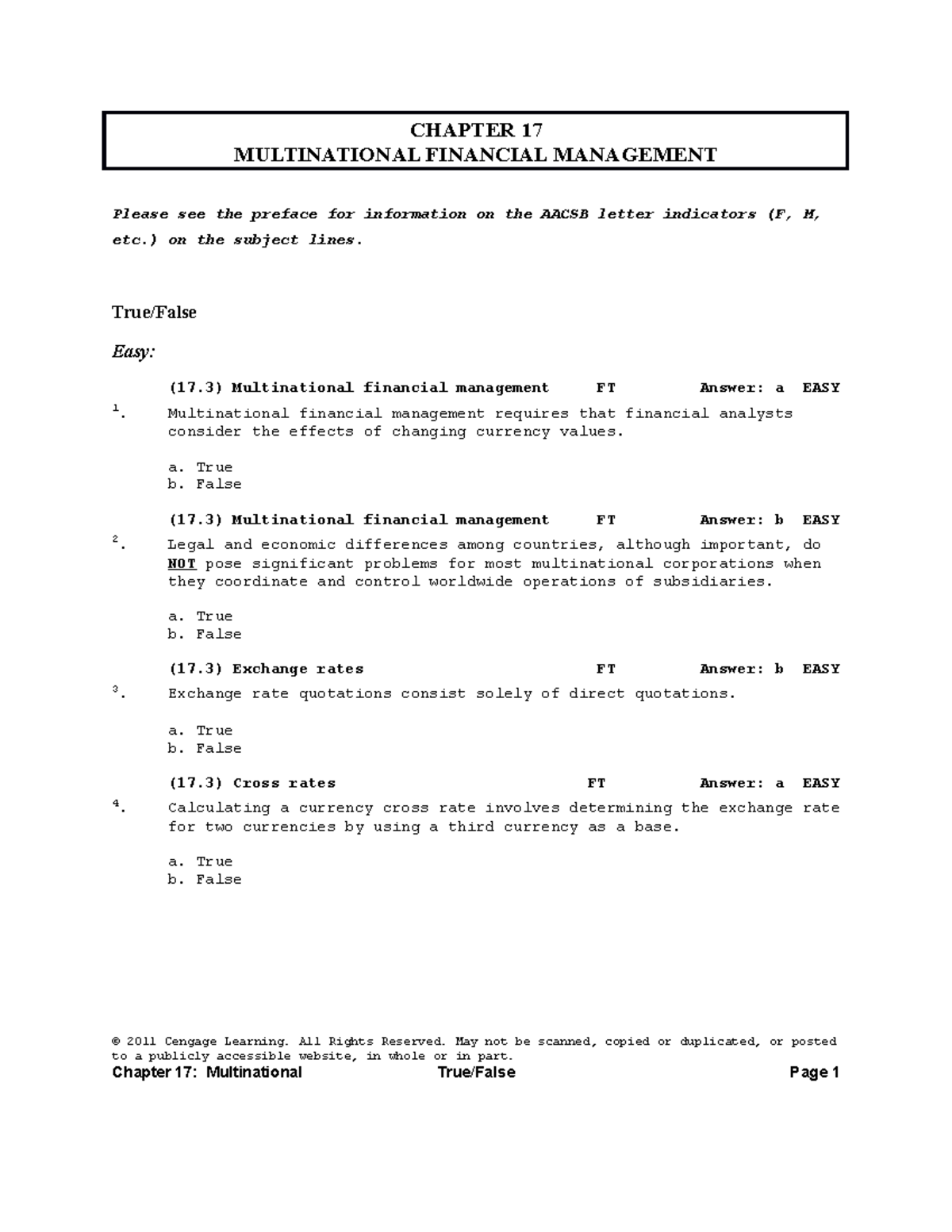 Ch17 Test Bank 4-4-10 - Apuntes 223 - CHAPTER 17 MULTINATIONAL ...