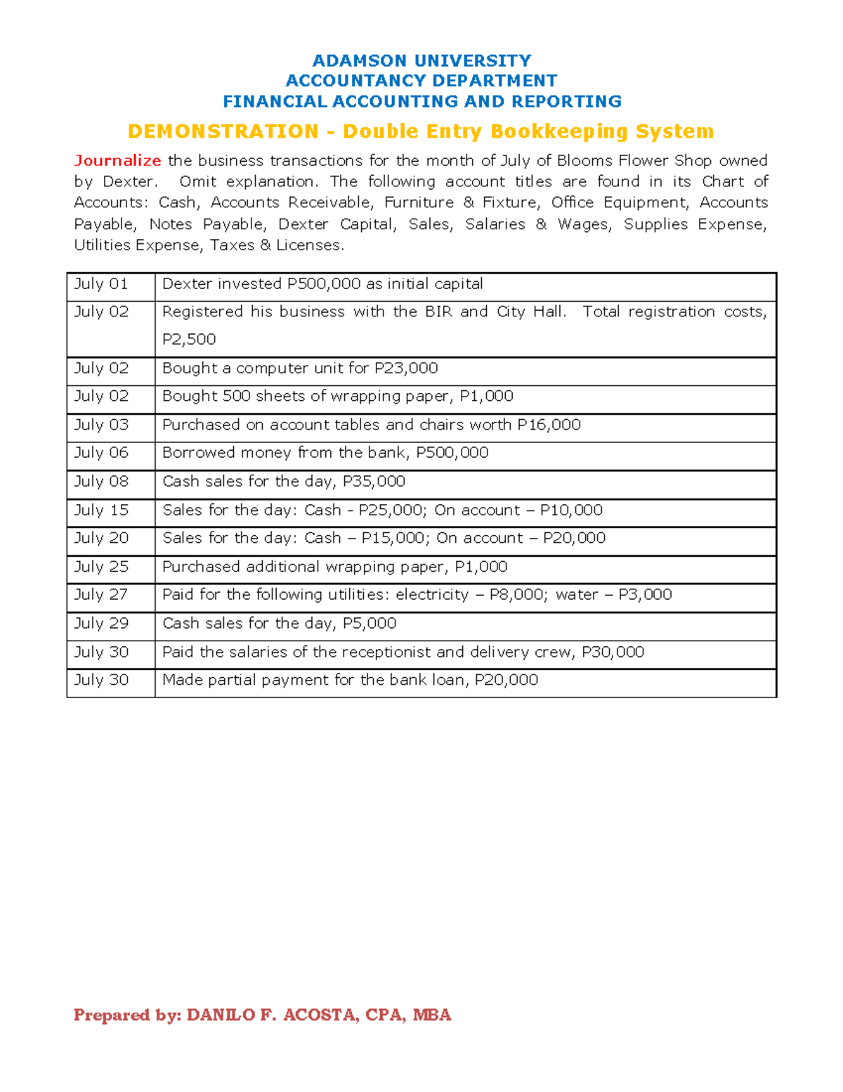 (02.3) journalizing Demonstration Double Entry Bookkeeping ...