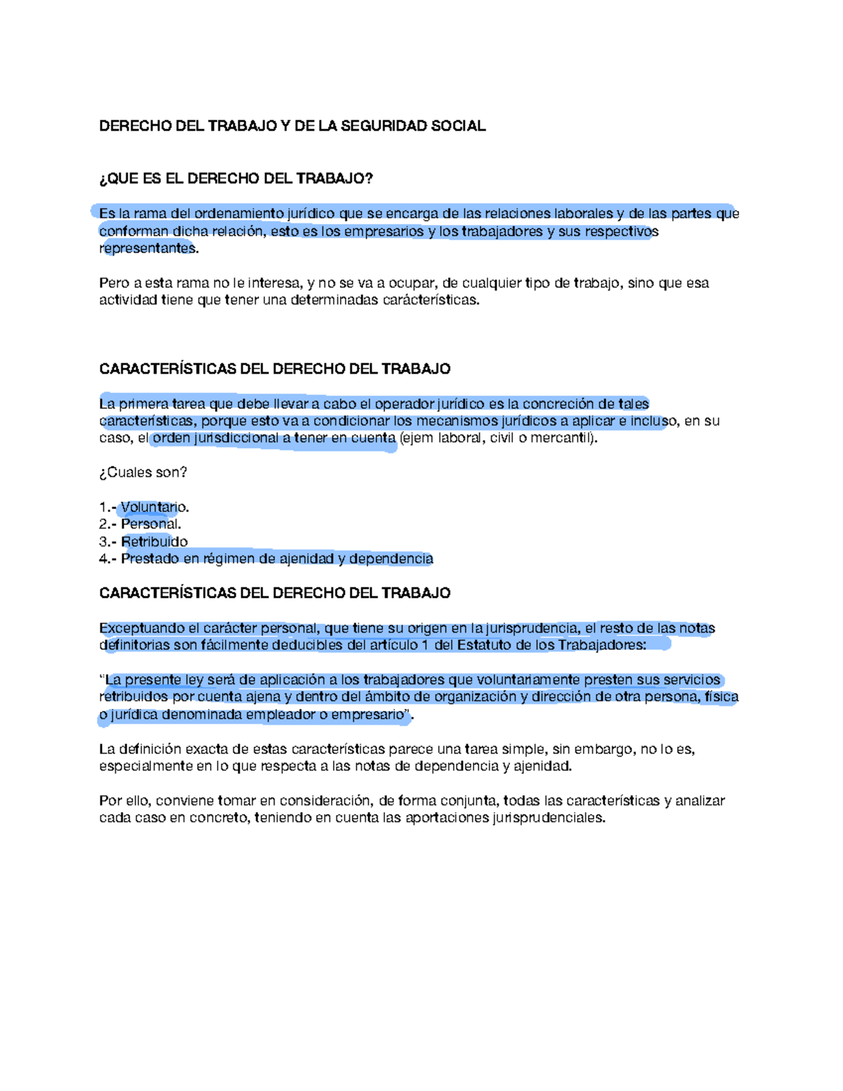 Temas 1 y 2 - primer parcial - DERECHO DEL TRABAJO Y DE LA SEGURIDAD ...