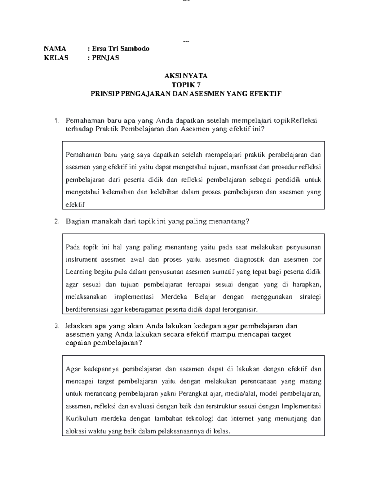 Topik 7 Aksi Nyata Asesmen - Pemahaman Baru Yang Saya Dapatkan Setelah ...