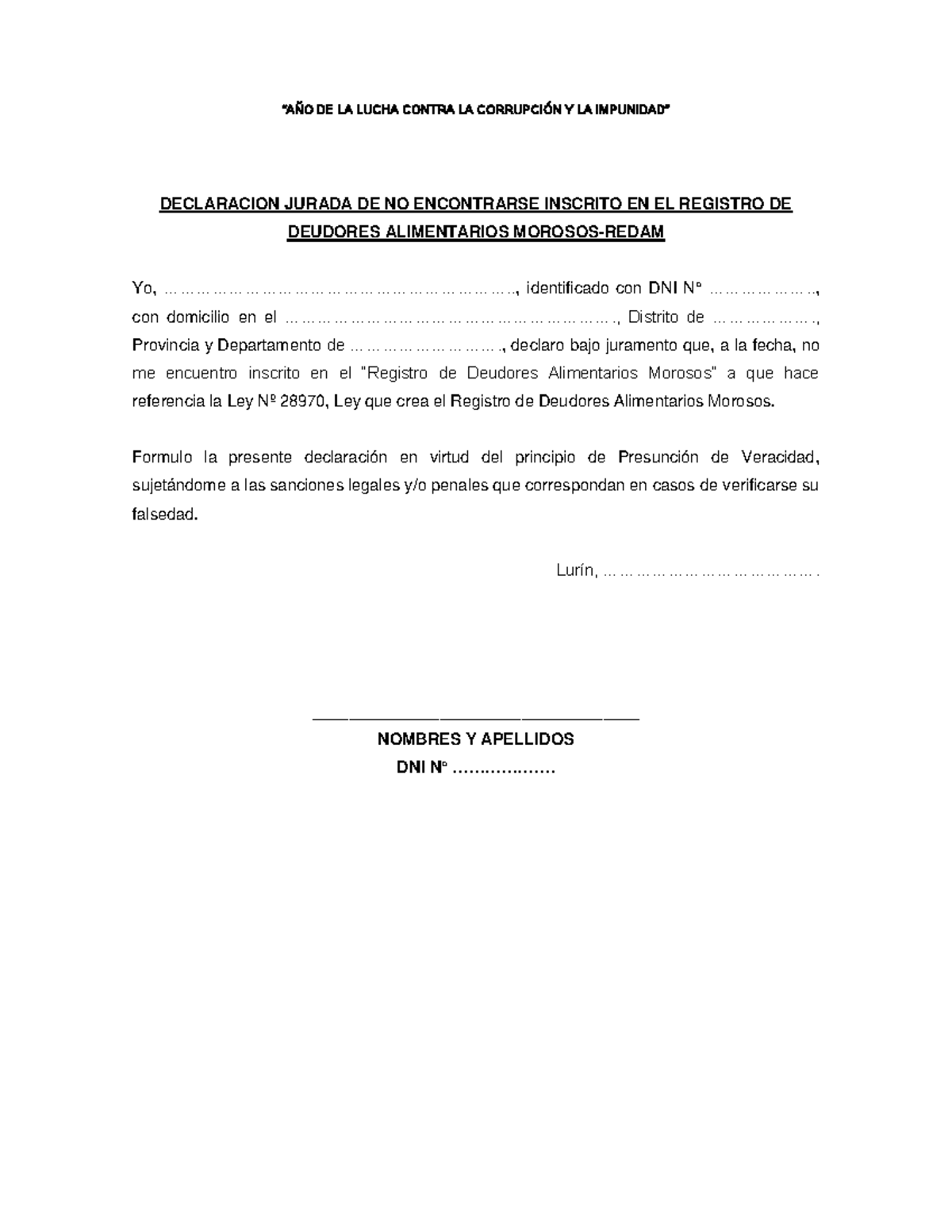 Formatos-para-descargar-2019 - DECLARACION JURADA DE NO ENCONTRARSE ...