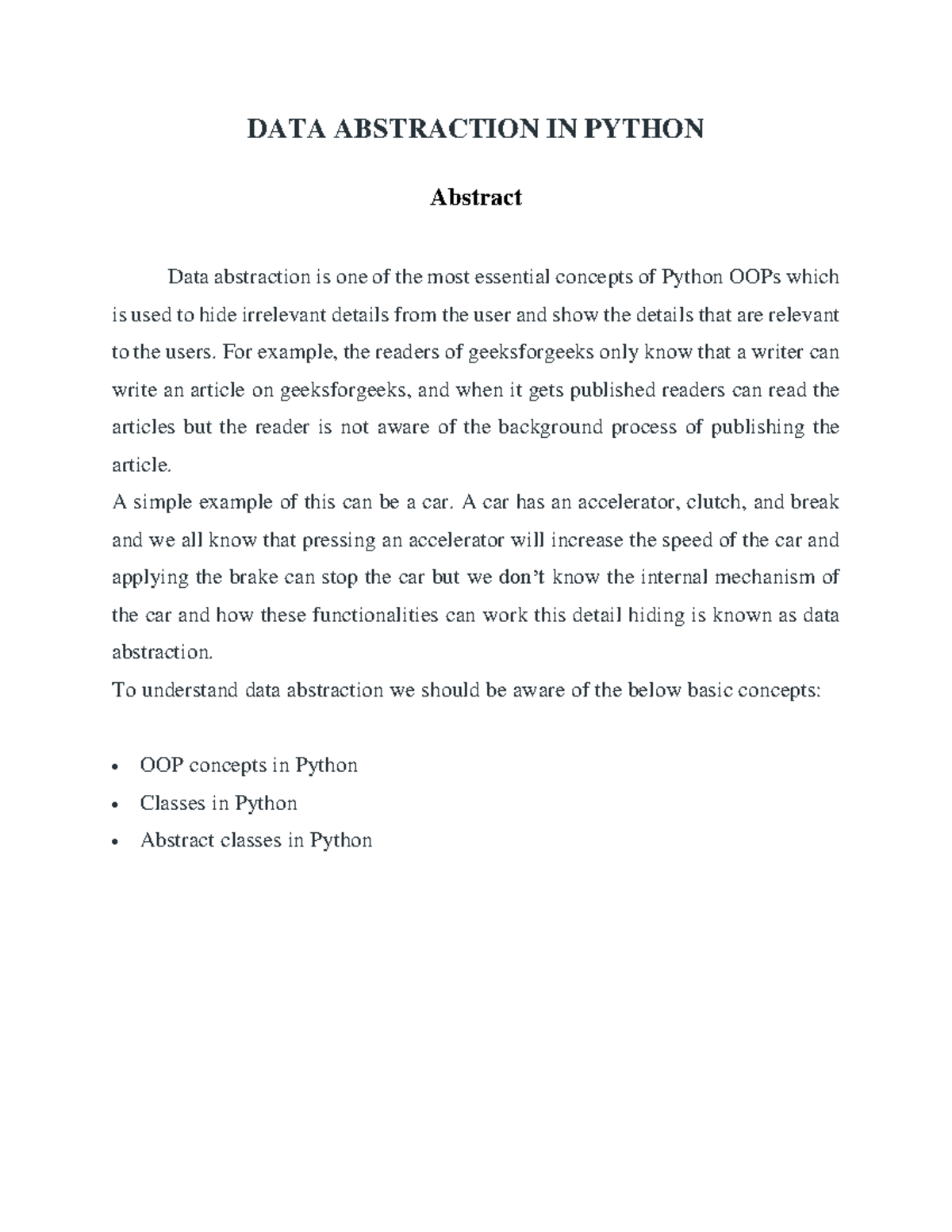 Data abstract in python - DATA ABSTRACTION IN PYTHON Abstract Data ...