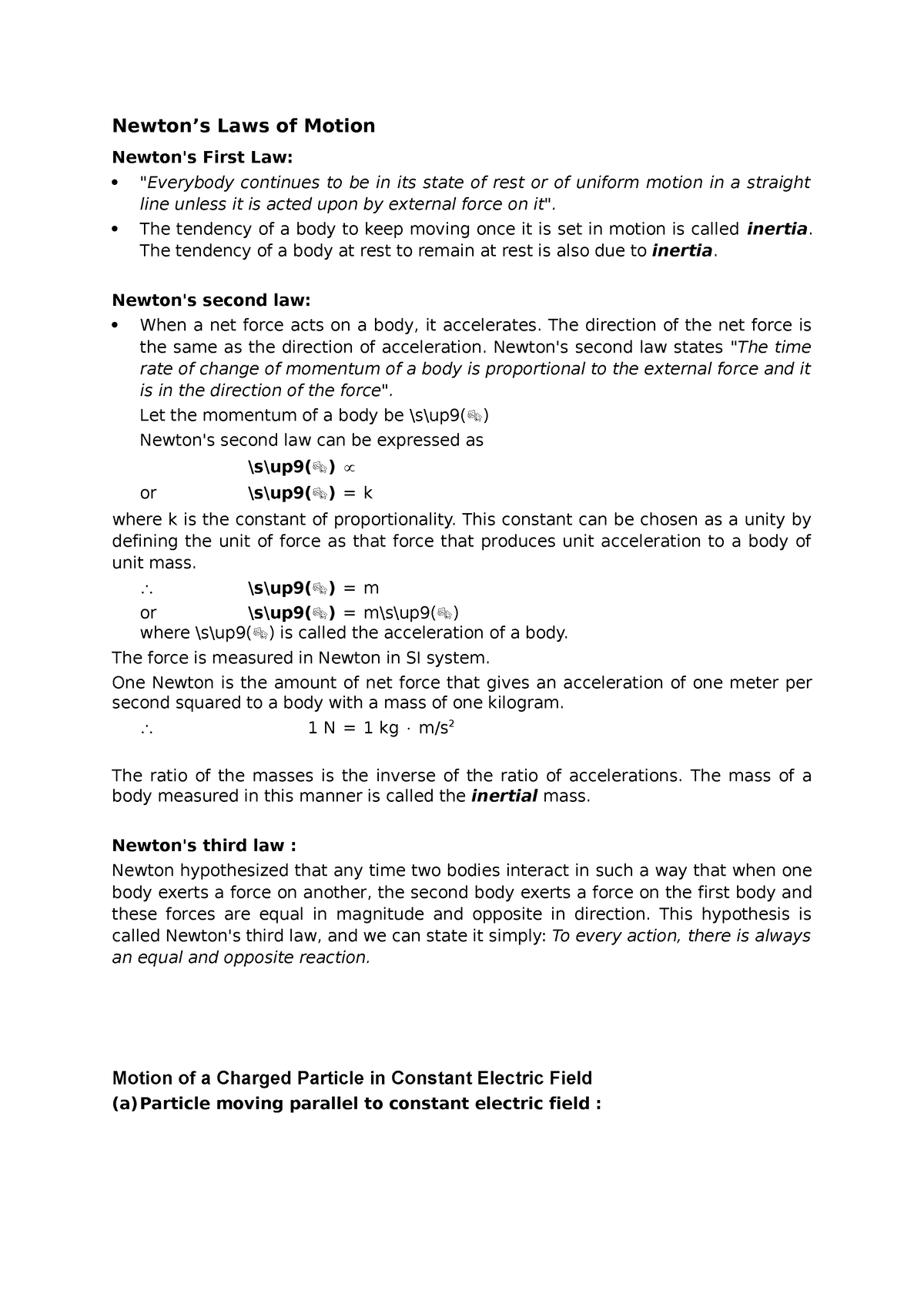 classical-mechanics-notes-newton-s-laws-of-motion-newton-s-first-law