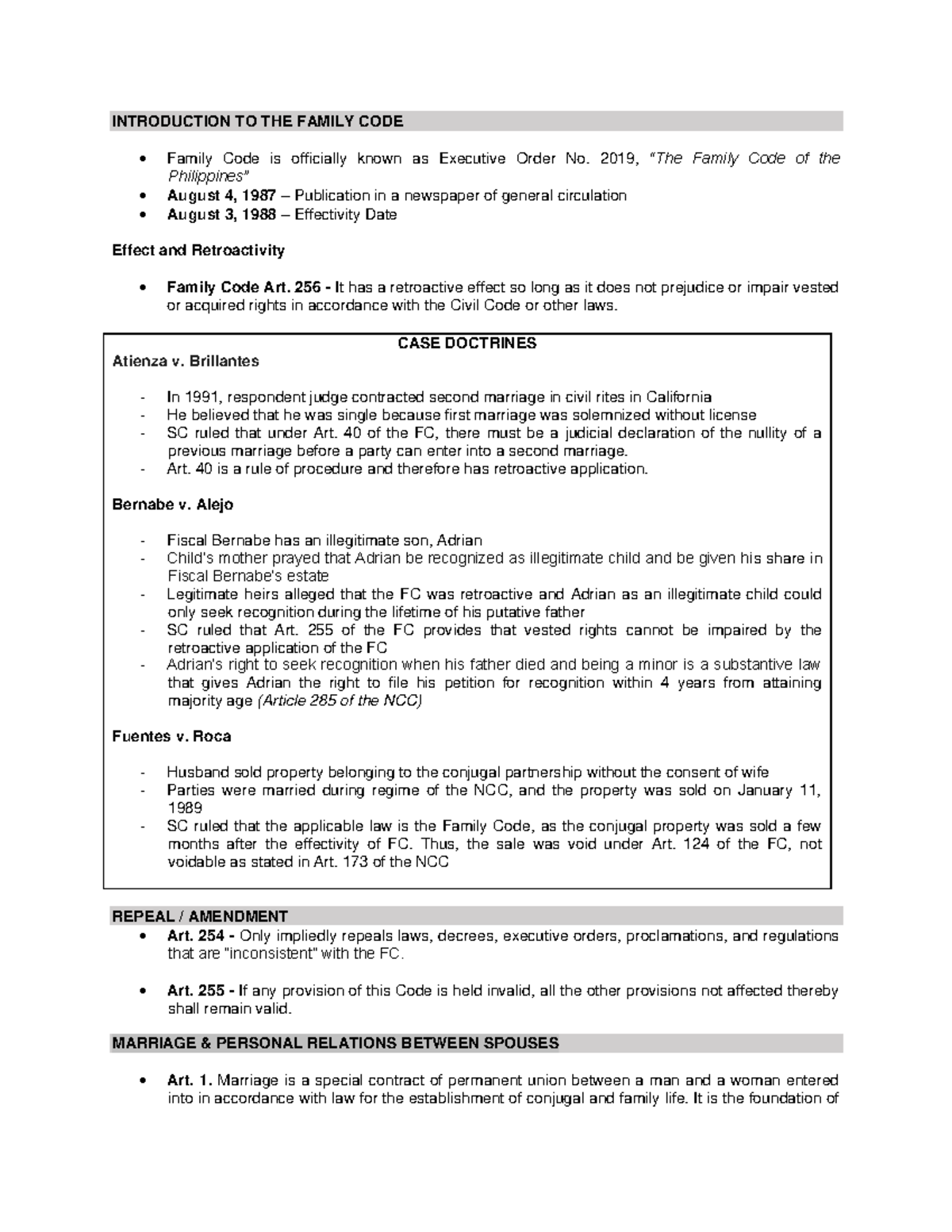 Group 2 - Intro to FC to Void Marriages - INTRODUCTION TO THE FAMILY ...