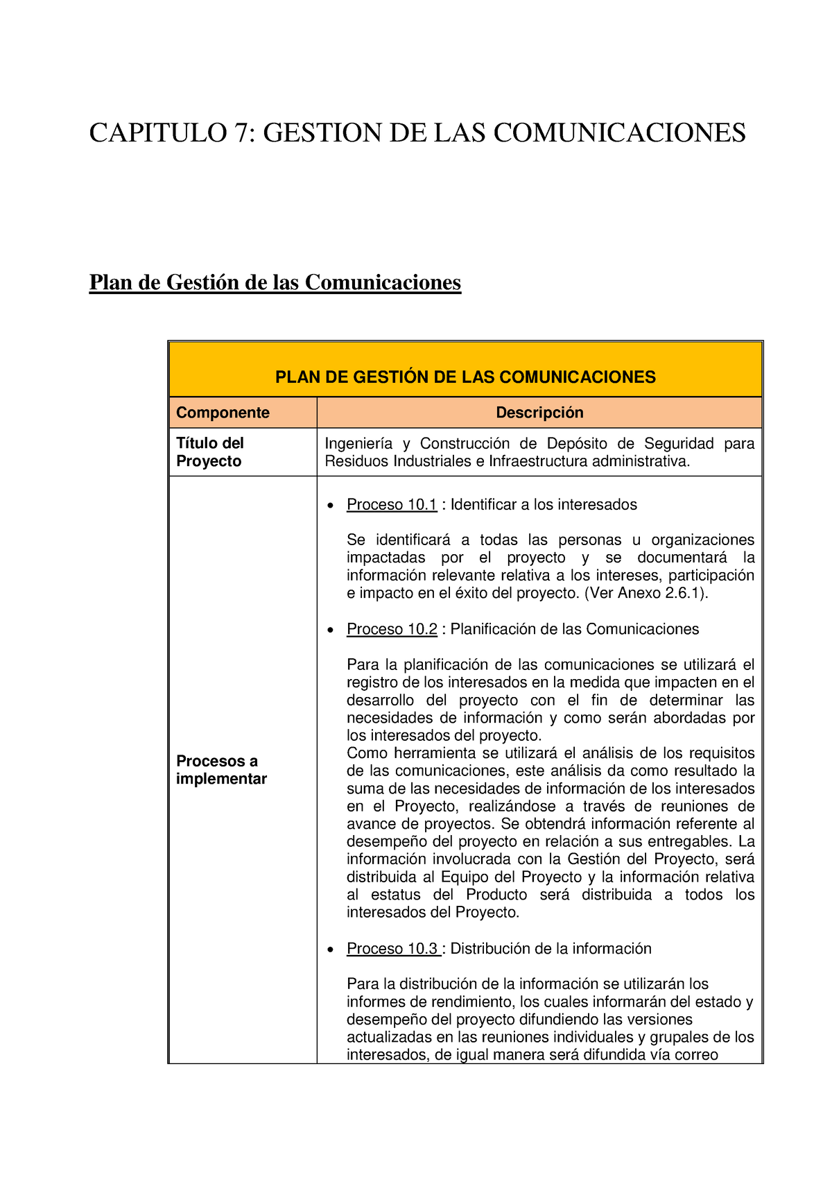 5 Gestion De Las Comunicaciones Capitulo 7 Gestion De Las Comunicaciones Plan De Gestión De 0185