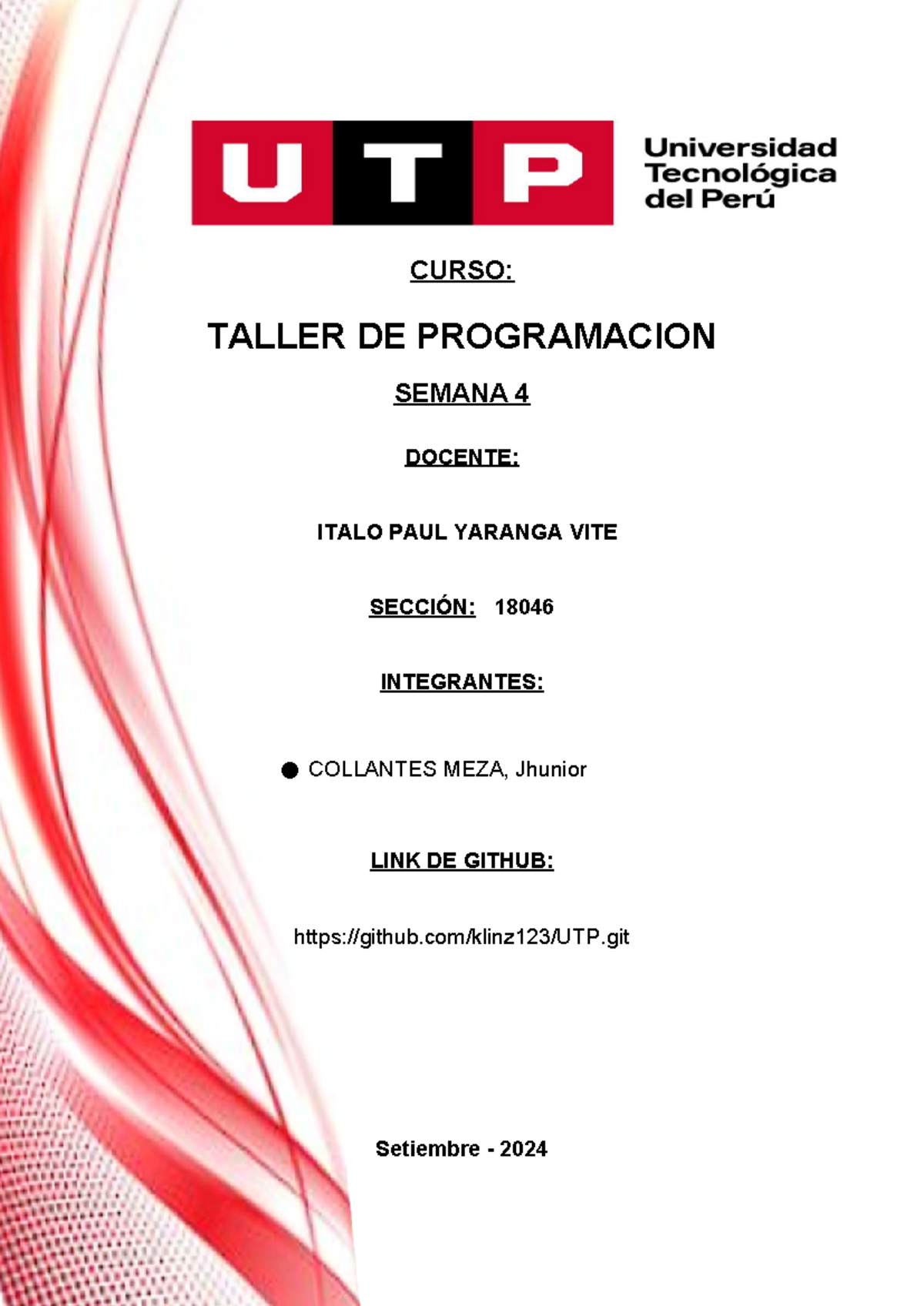 Semana 4 - Ejercicios faciles de resolver - CURSO: TALLER DE ...