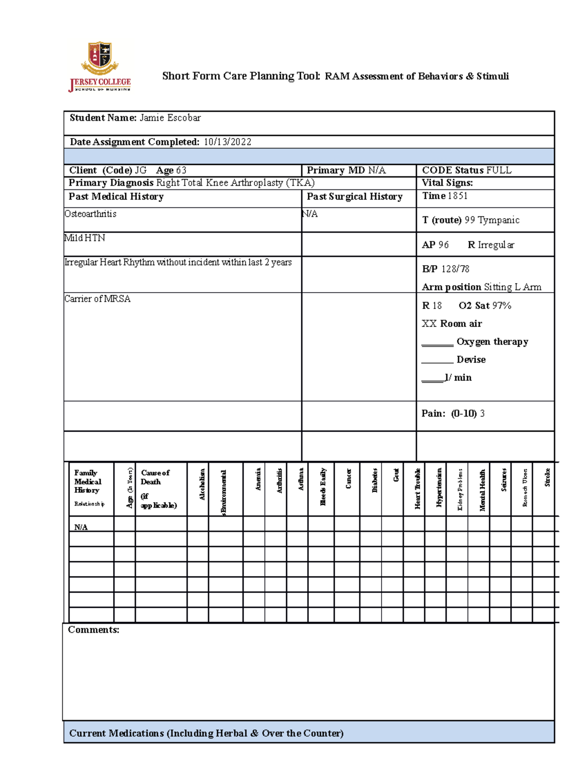 Careplanescobar Care Plan Short Form Care Planning Tool Ram