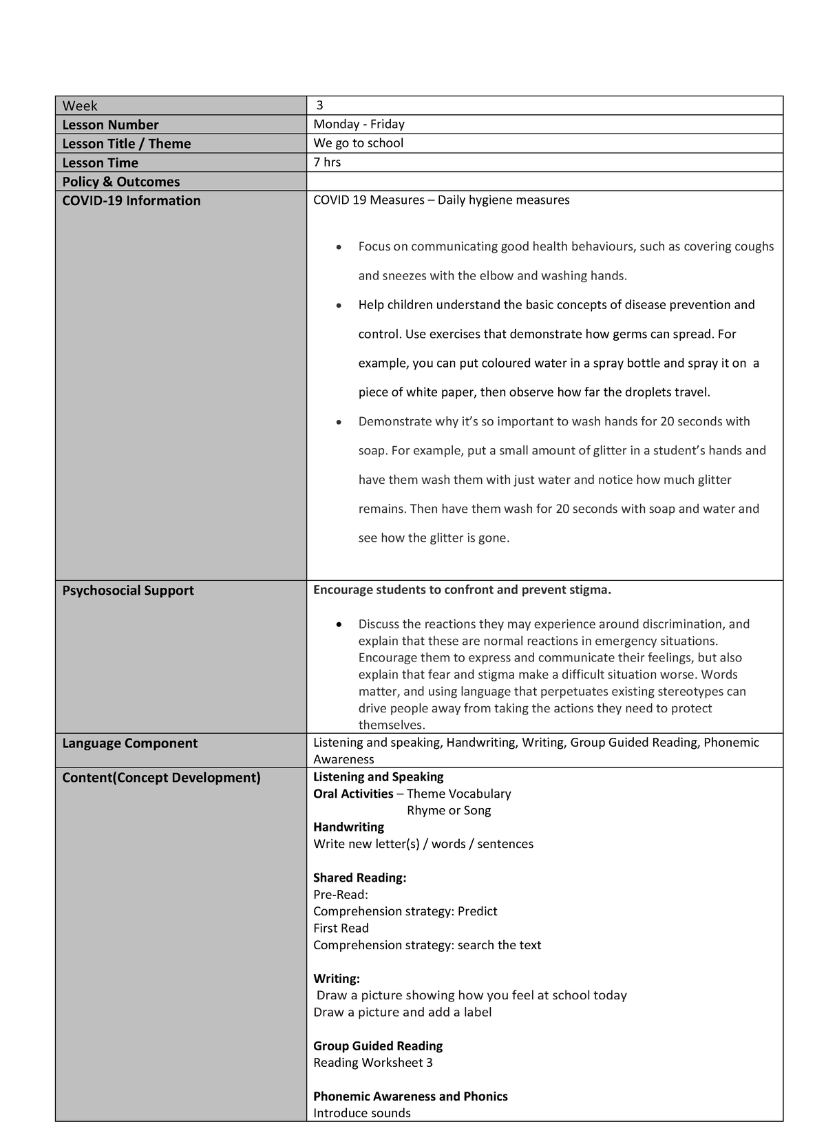 Grade 1 term 1 week 3 and 4 hl lesson planlsss - Week 3 Lesson Number ...