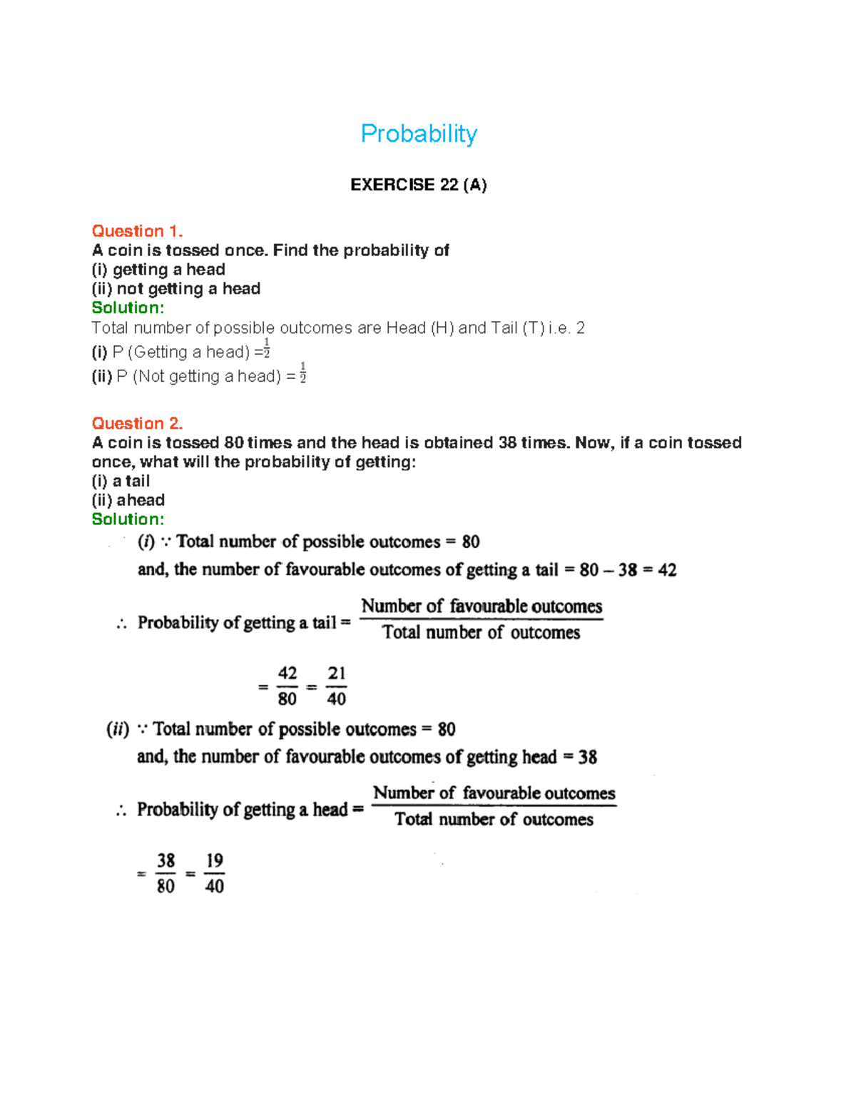 Probability - notes - ncertbooksolutions Probability EXERCISE 22 (A ...