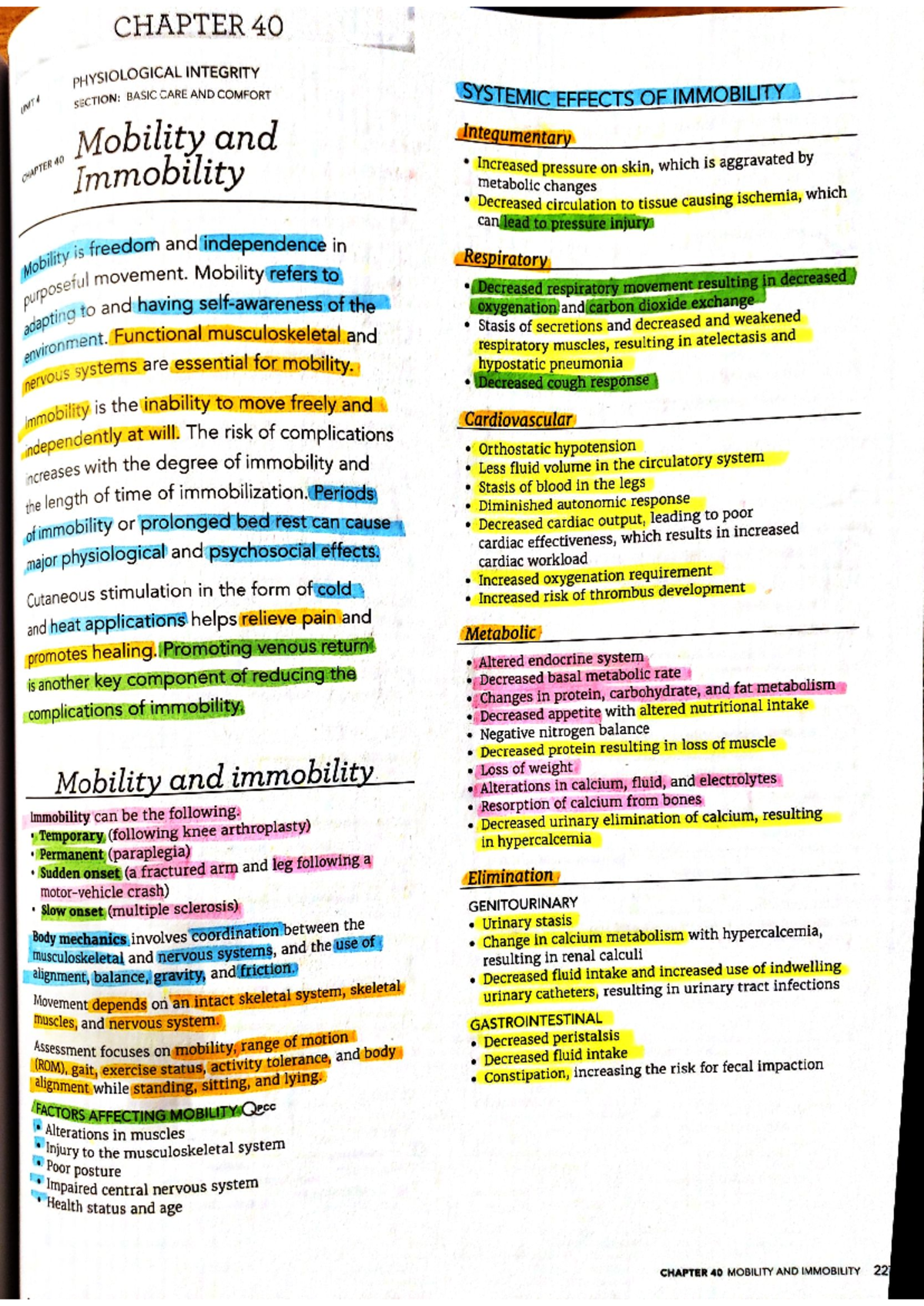 Mobility - Practice materials and summary - CHAPTER 40 PHYSIOLOGICAL ...