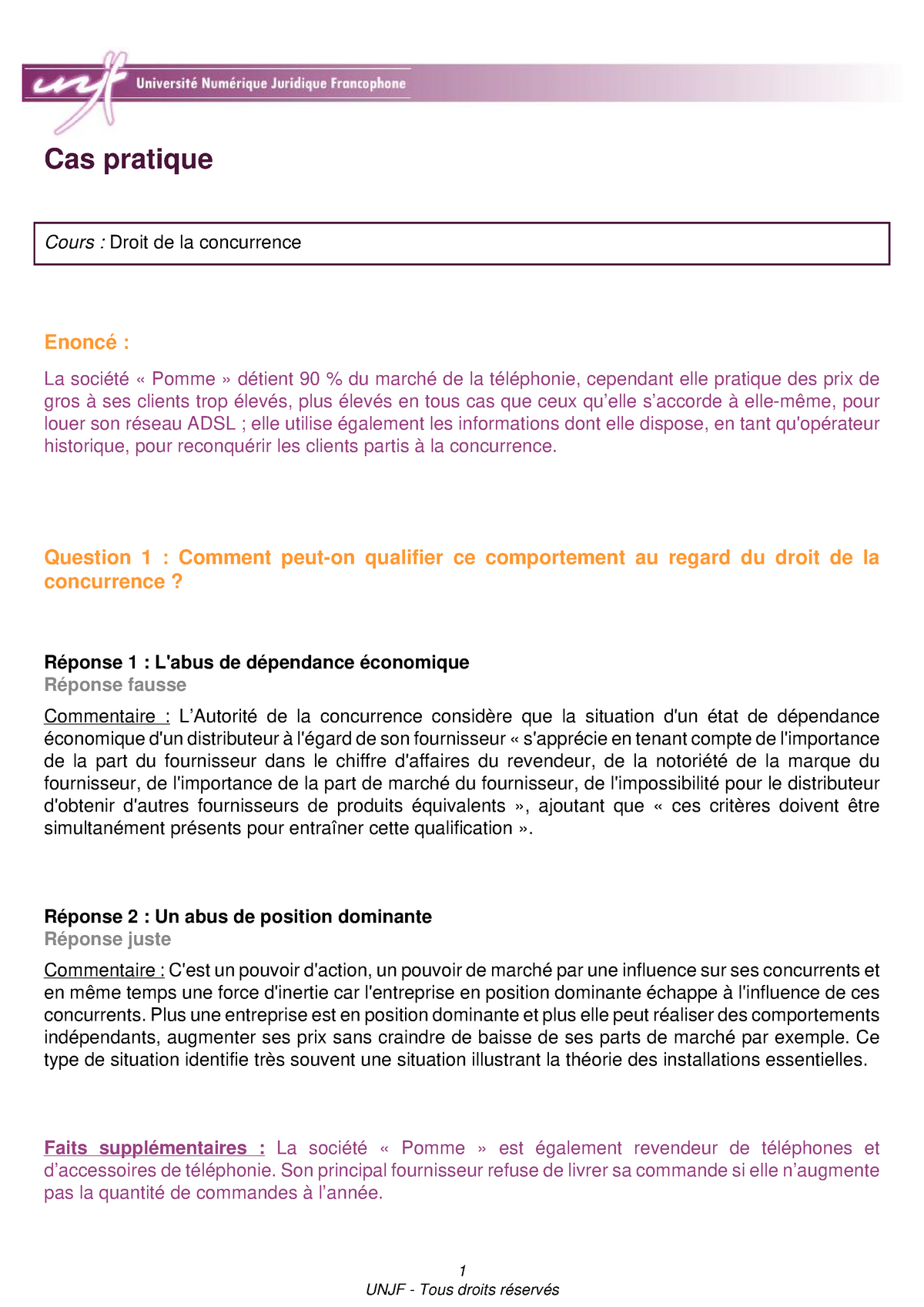 Cas Pratique - Cours UNJF