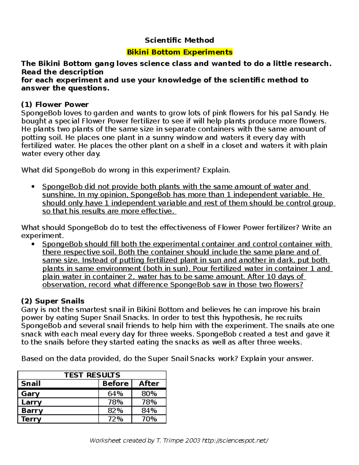 Spongebob+Scientific+Method - BIOL 25 - Cell Function And With Regard To Spongebob Scientific Method Worksheet