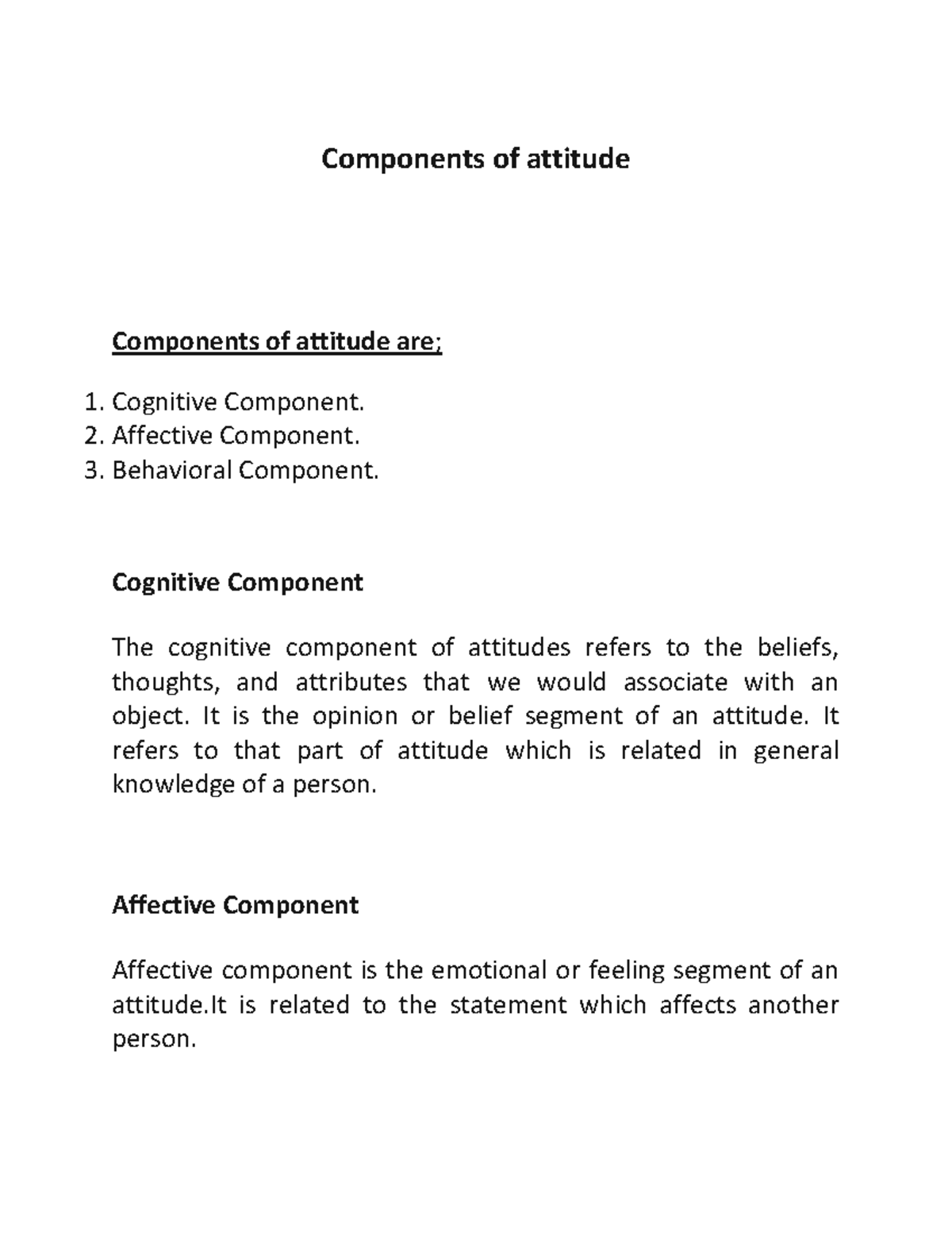 Components Of Attitude Components Of Attitude Components Of Attitude 