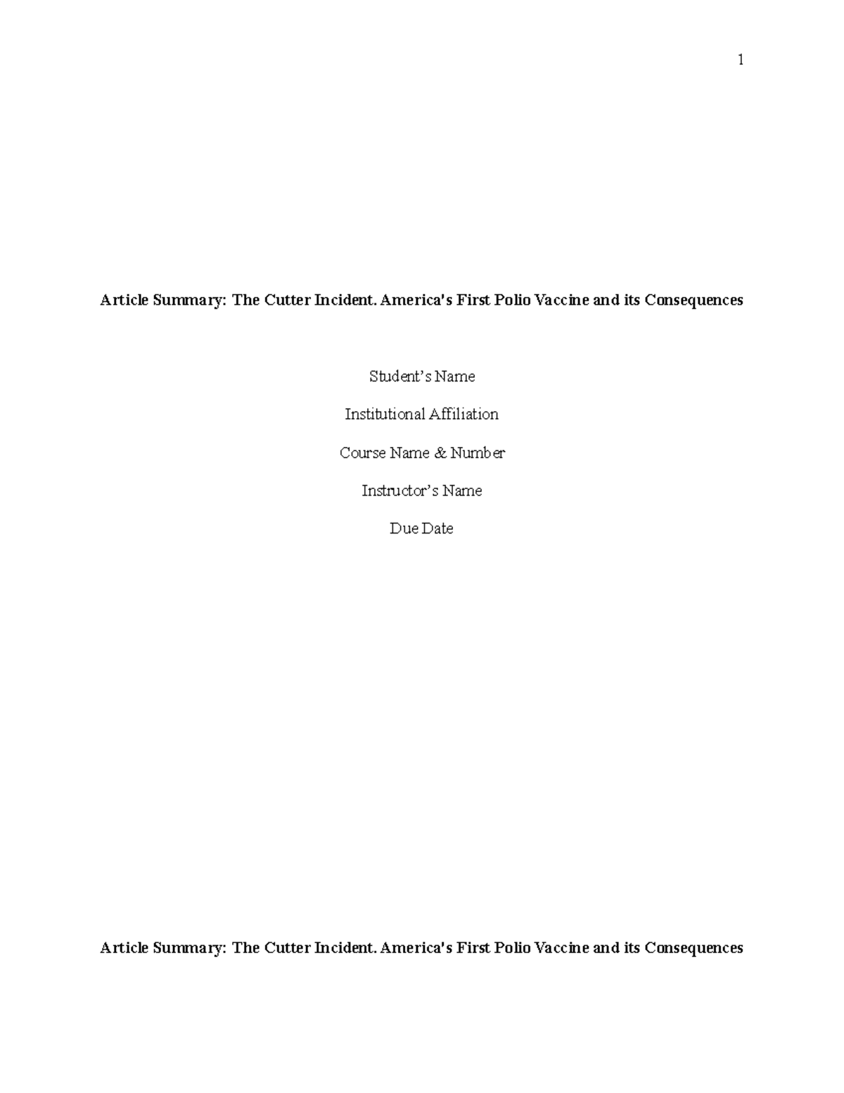 Cutter Incident Article Summary FNL Article Summary The Cutter Incident. America's First