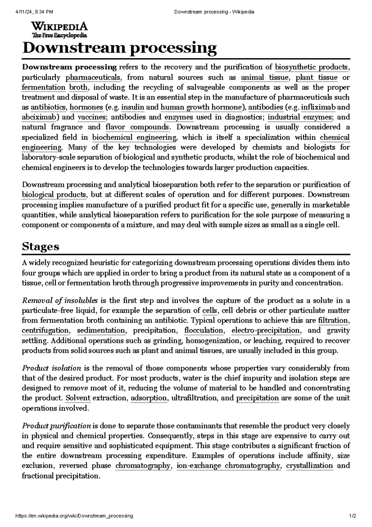 Downstream processing - Wikipedia - wikipedia/wiki/Downstream ...