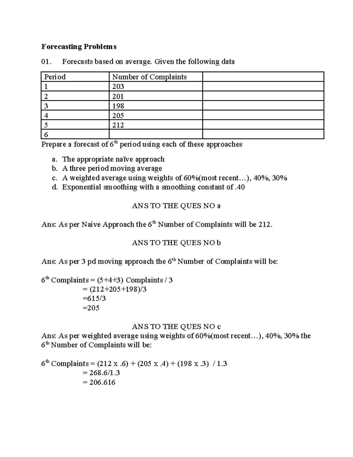 international business studies - Forecasting Problems Forecasts based ...