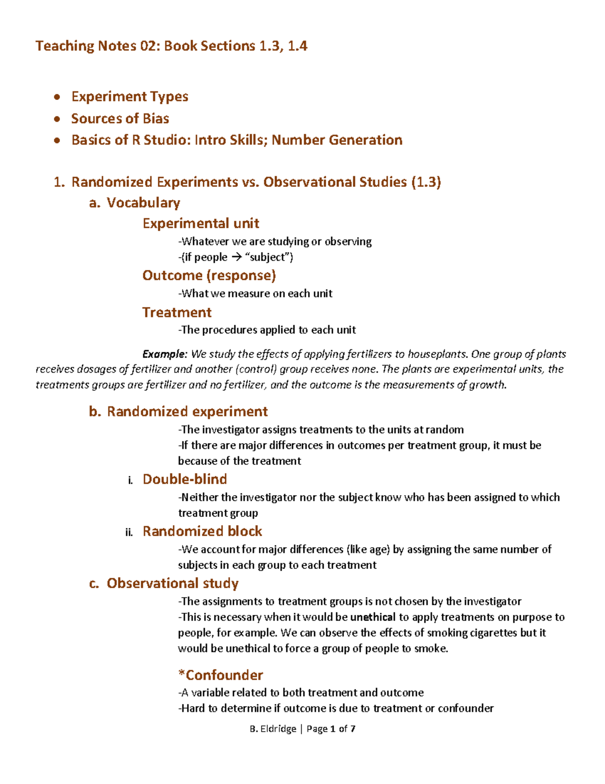 TN 02 - Notes for the course - Teaching Notes 02: Book Sections 1, 1 ...