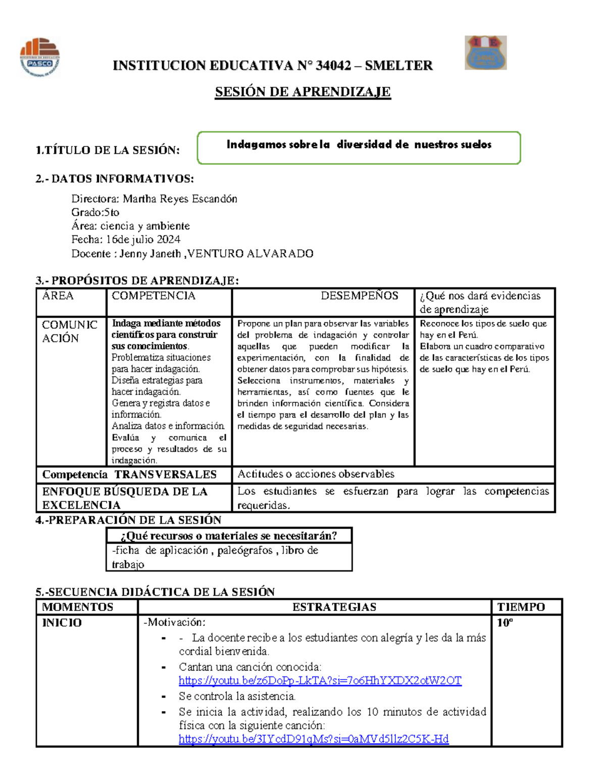 Sesion sexto grado - ciencia y tecnologia - INSTITUCION EDUCATIVA N ...