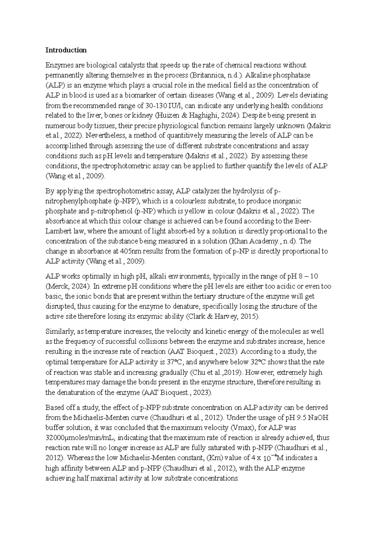BIO152 Lab intro Introduction Enzymes are biological catalysts that