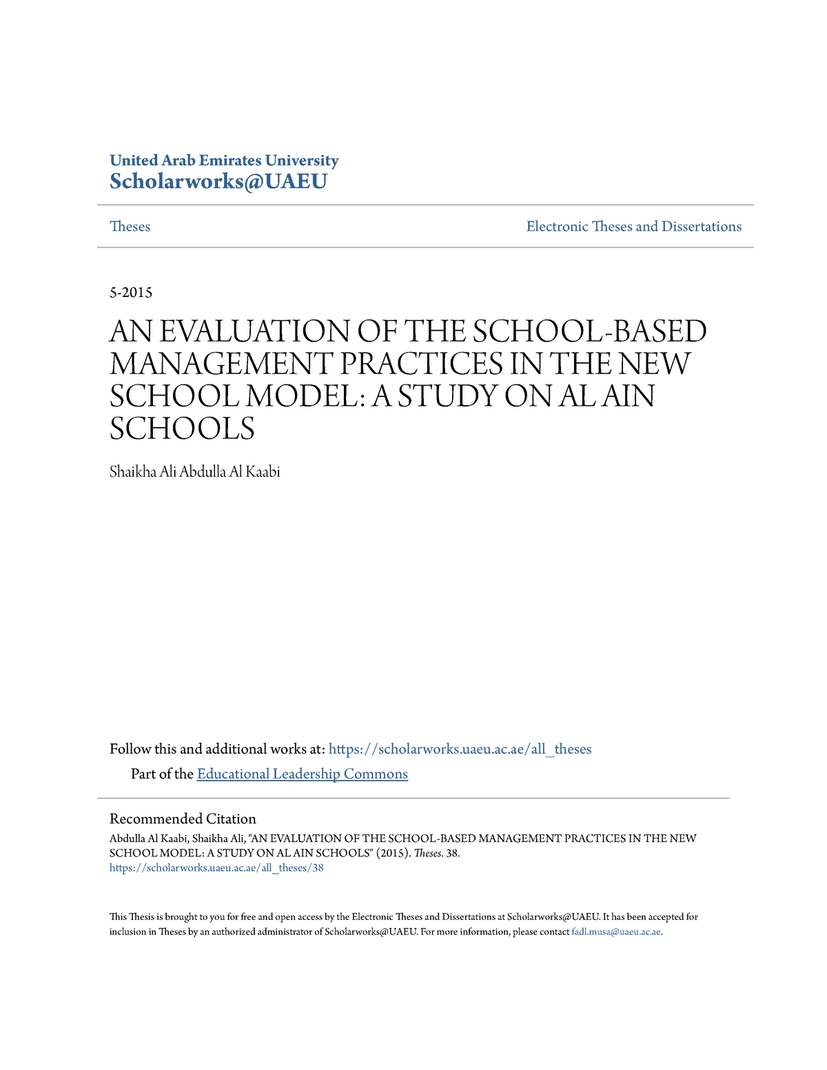 AN Evaluation OF THE School- Based Management Practices IN THE NEW ...