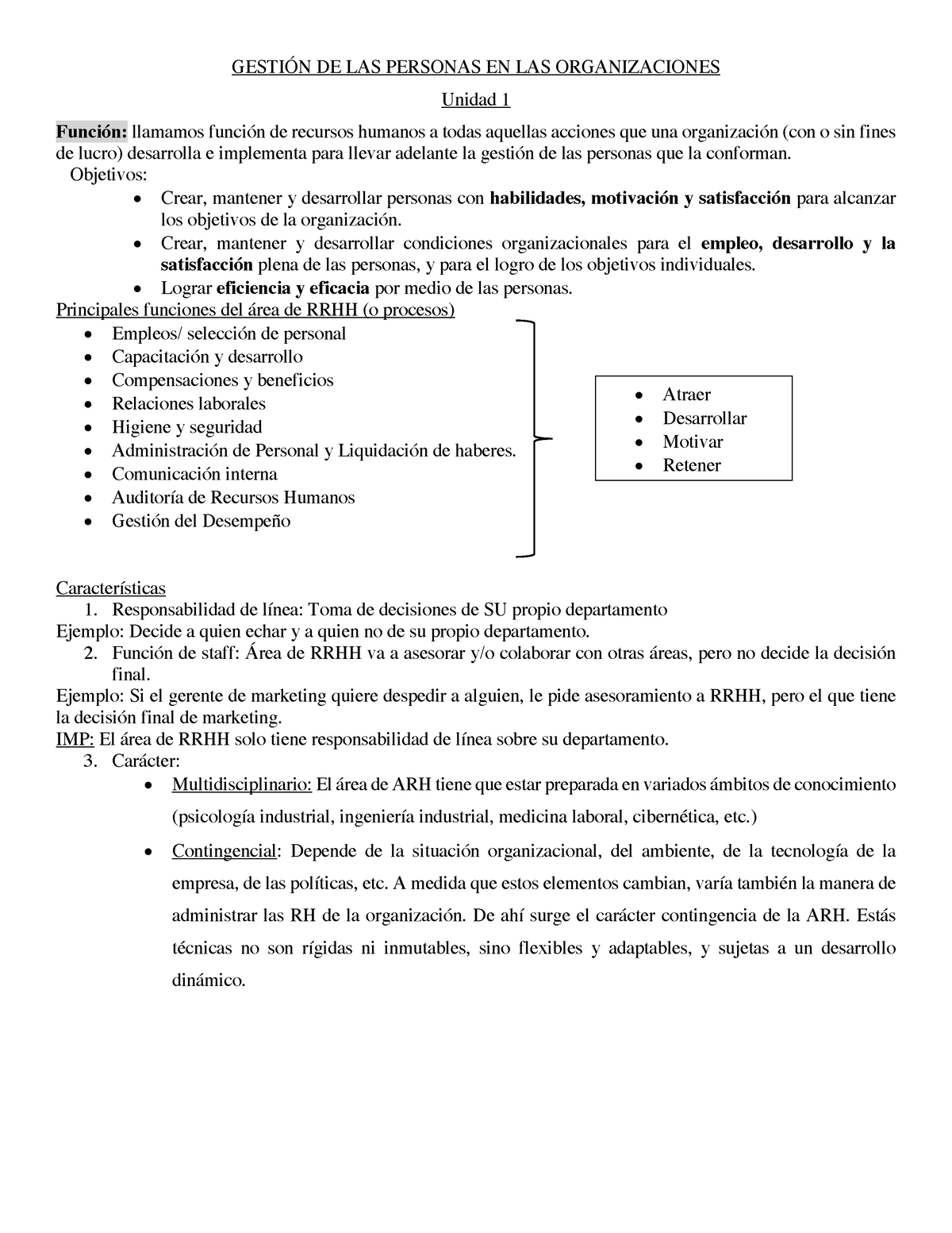 GPO- Apuntes - GESTIÓN DE LAS PERSONAS EN LAS ORGANIZACIONES Unidad 1 ...