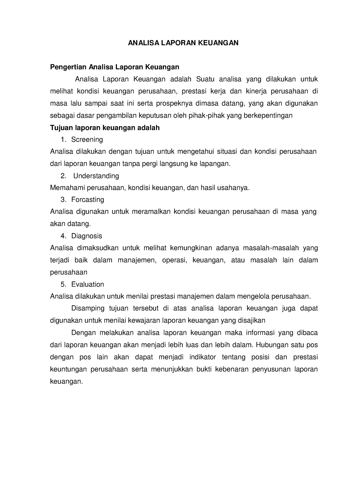 Analisa Laporan Keuangan 2 - ANALISA LAPORAN KEUANGAN Pengertian ...