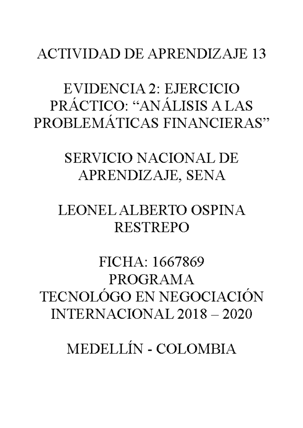 Actividad 13, evidencia 2 - ACTIVIDAD DE APRENDIZAJE 13 EVIDENCIA 2 ...