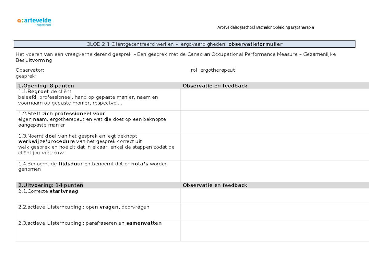 Observatieformulier Ergovaardig SDM Student.docx - Arteveldehogeschool ...