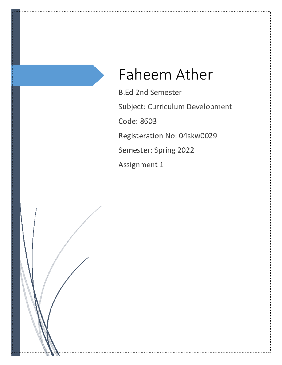 Curriculum Development 8603-1 - Faheem Ather B 2nd Semester Subject ...