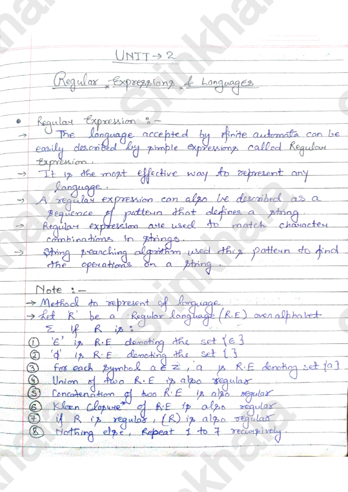 Unit-2( TAFL Handwritten Notes) - Theory Of Knowledge - Studocu