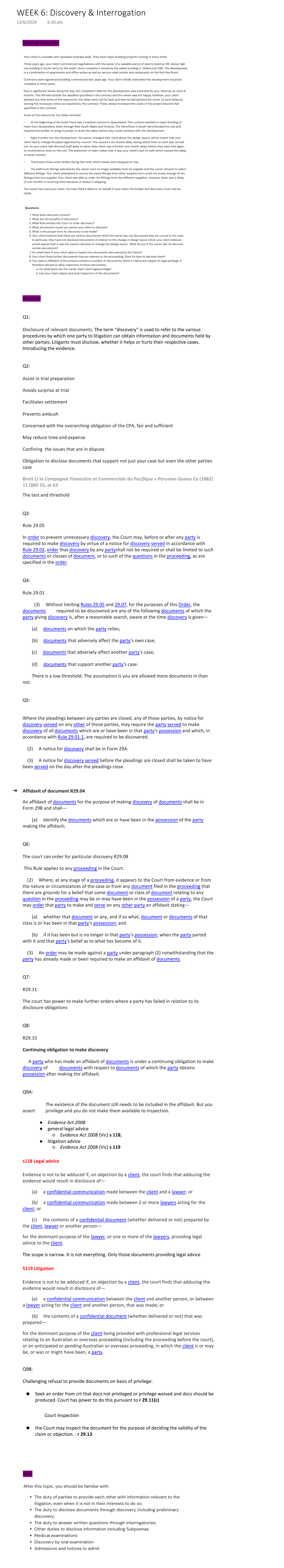 WEEK 6 Discovery & Interrogation - Tutorial Question Answers Q1 ...