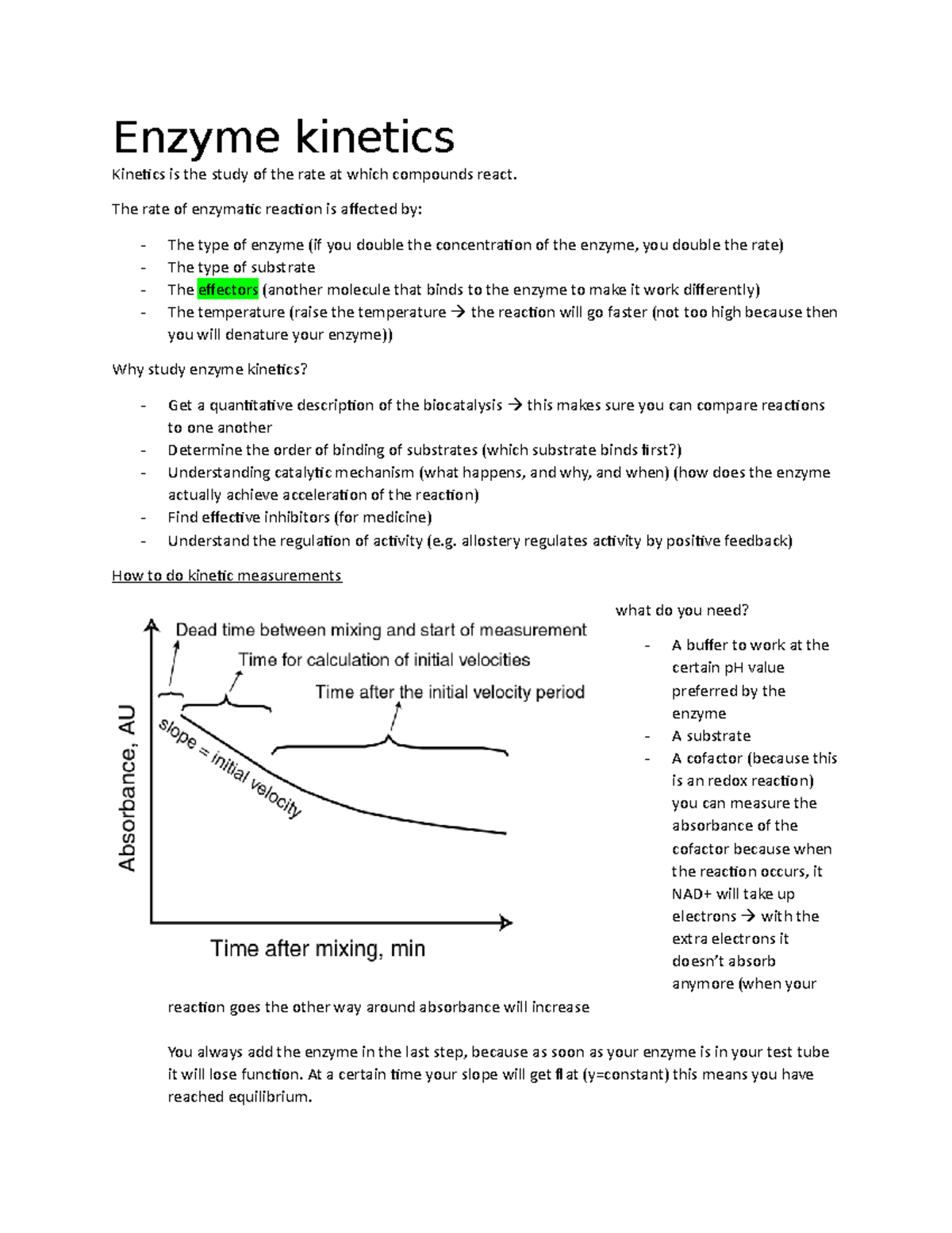 Biochemistry - Enzyme Kinetics - Enzyme Kinetics Kineics Is The Study ...