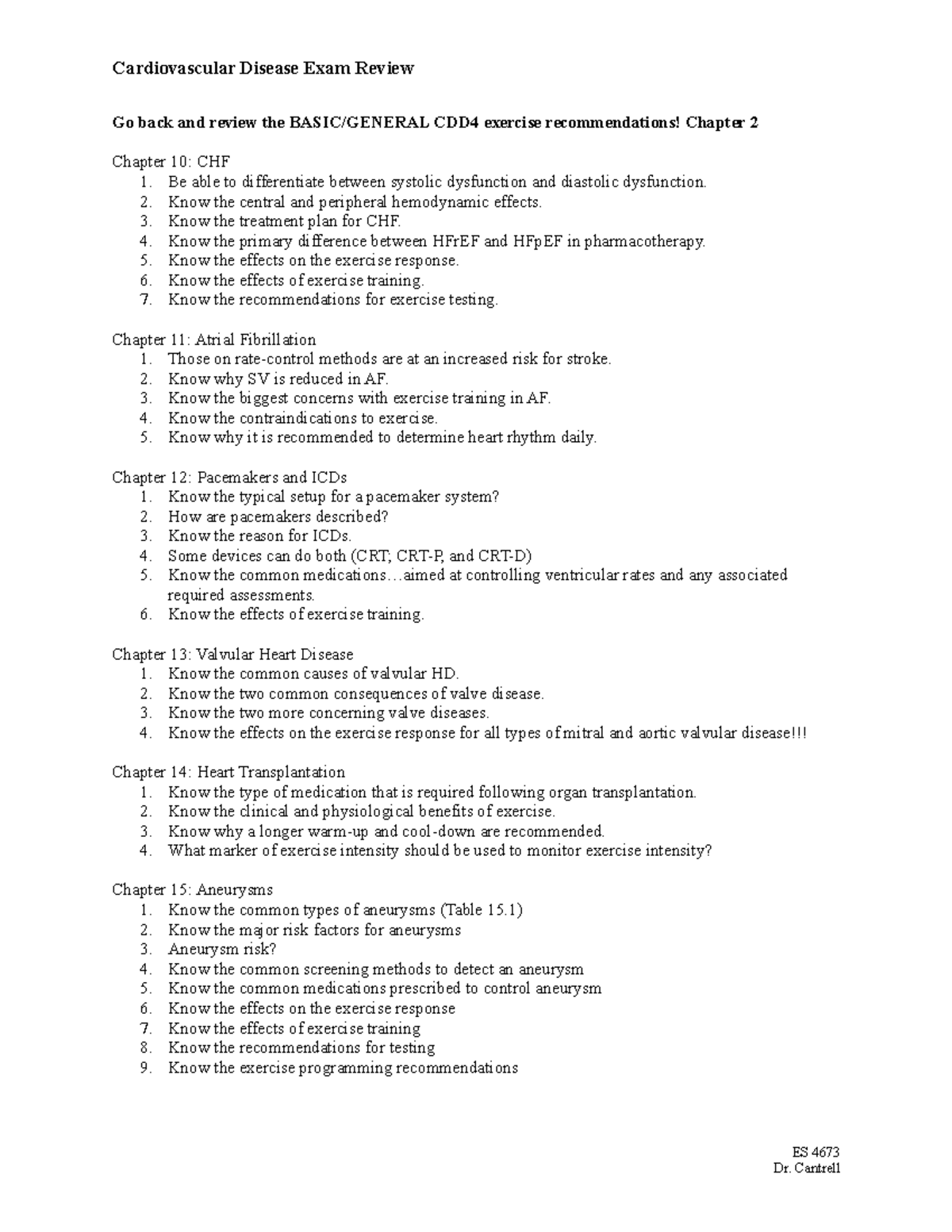 CV Diseases Study Guide Cardiovascular Disease Exam Review Go back