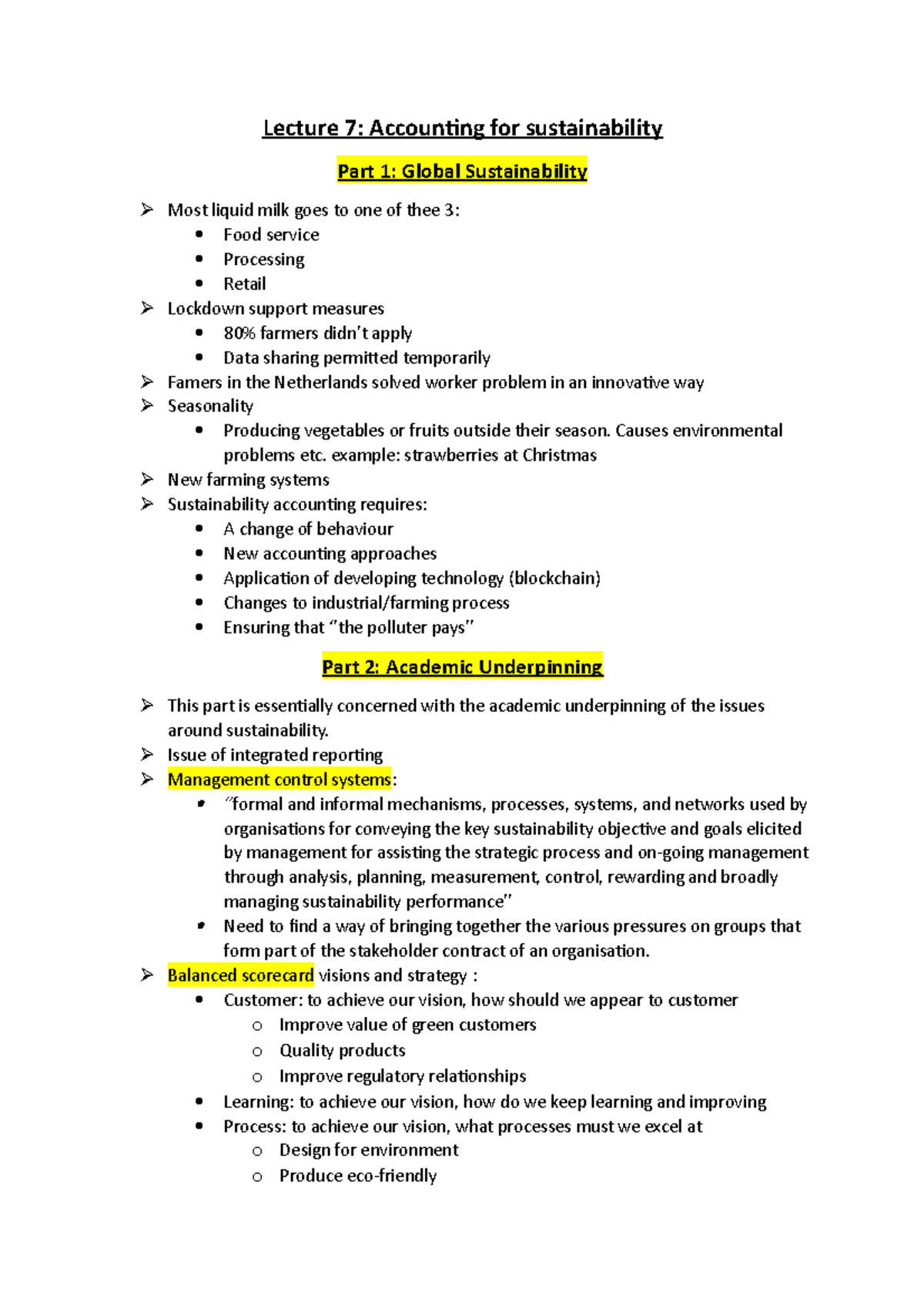 Accounting For Sustainability - Lecture 7: Accounting For 