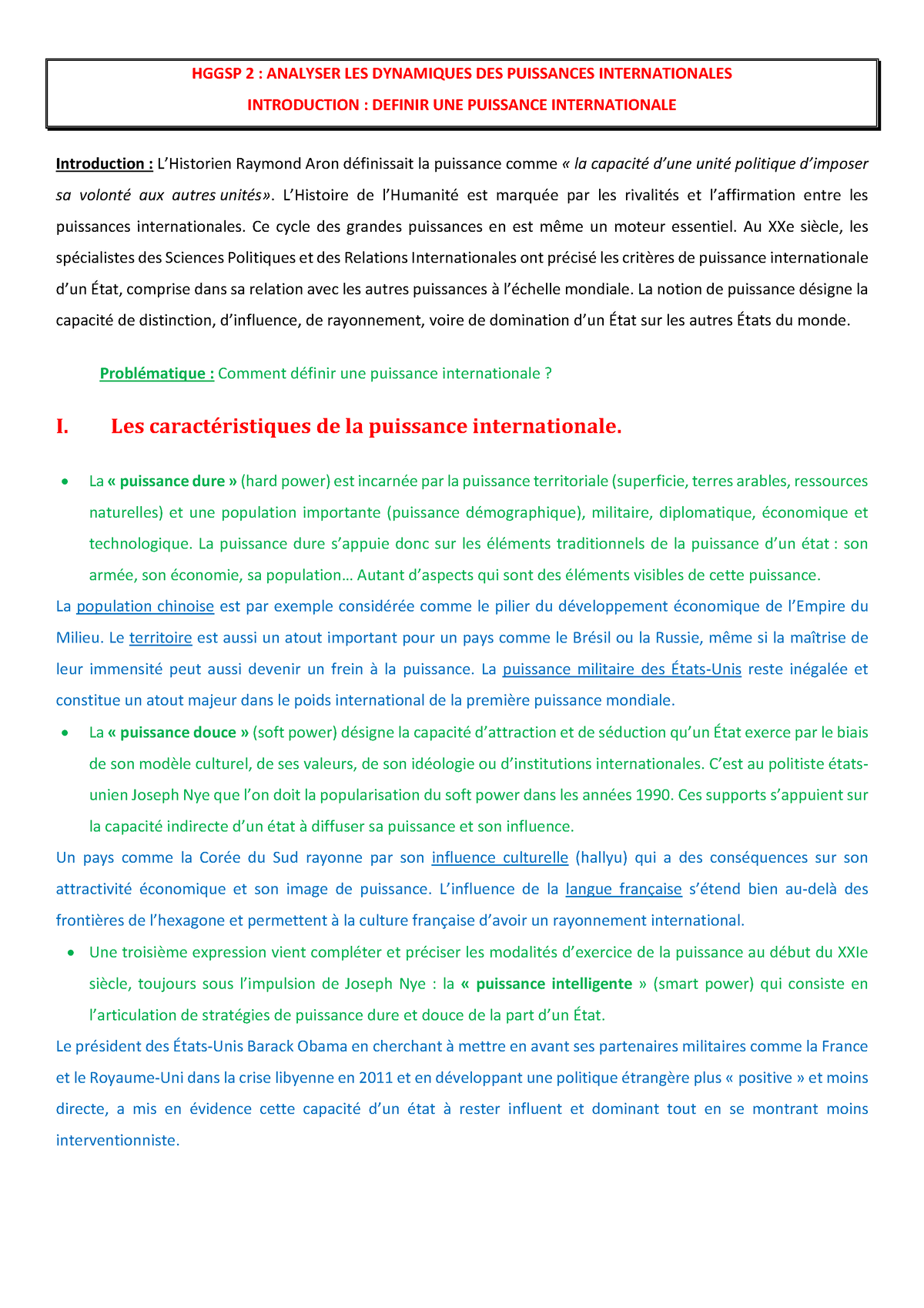 Intro Definir La Puissance Hggsp 2 Analyser Les Dynamiques Des Puissances Internationales 5794