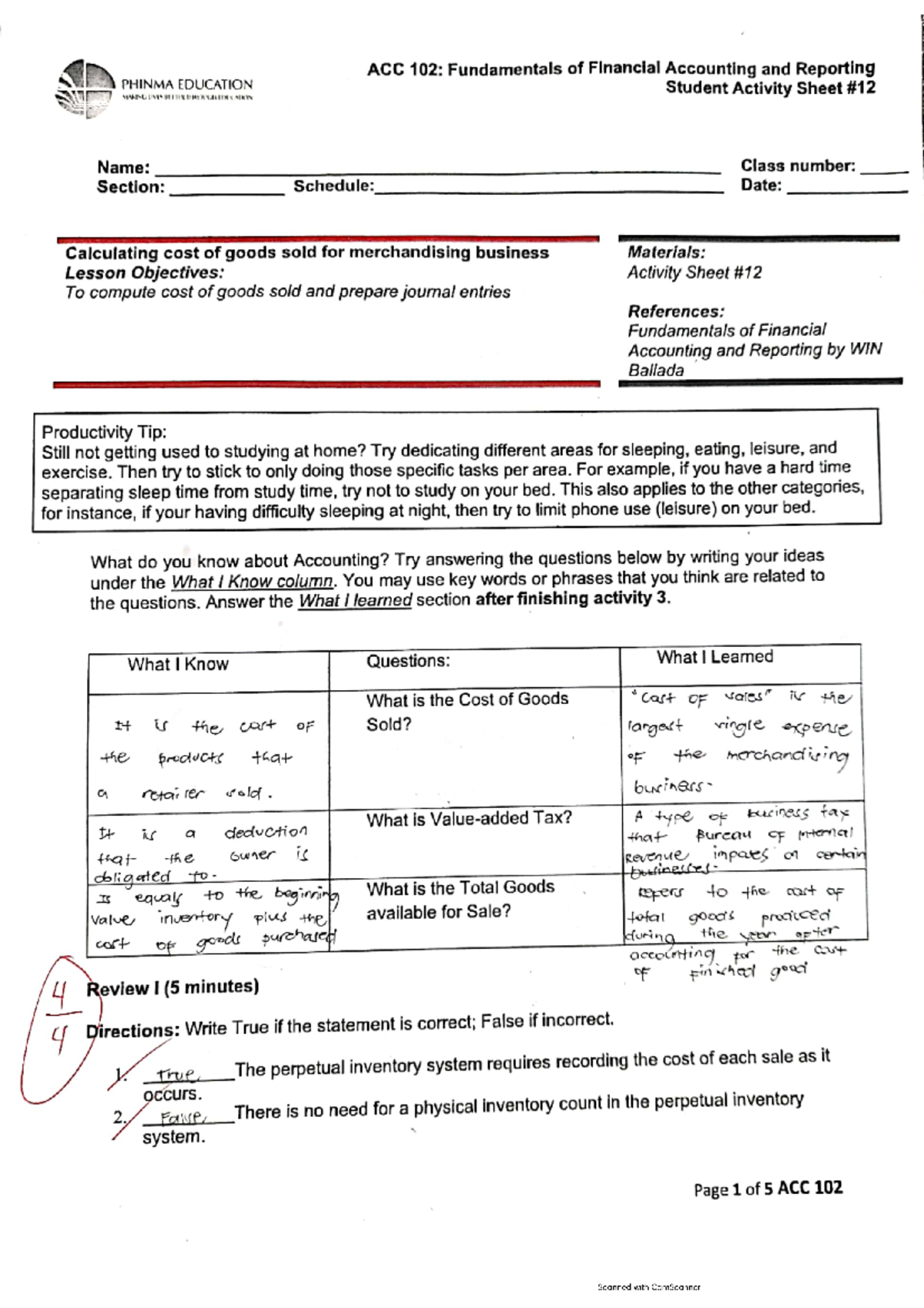 ACC 102 - DAY 12 - Aaespinosa - Advanced Financial Accounting - Studocu