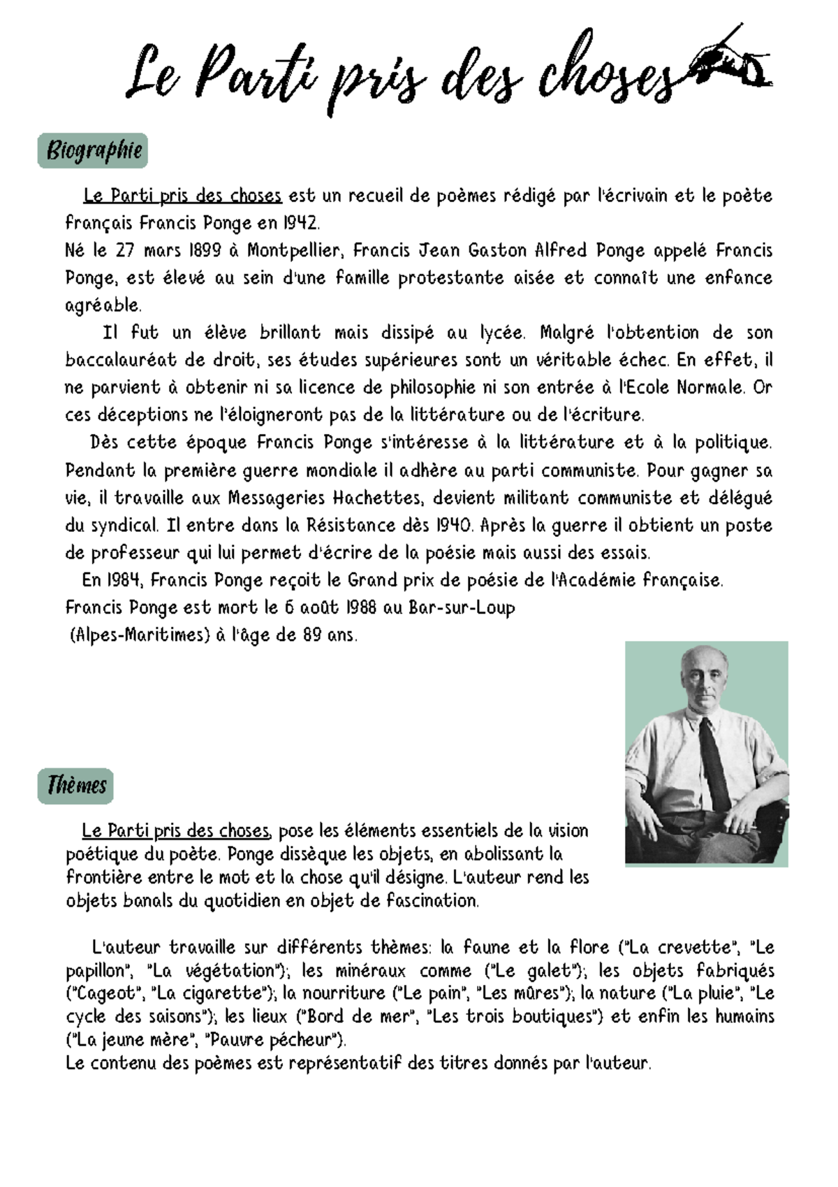 Le Parti pris des choses - Né le 27 mars 1899 à Montpellier, Francis ...