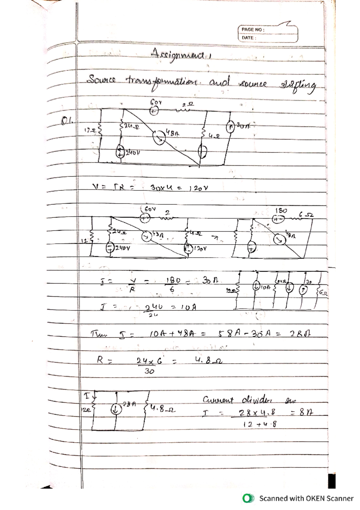 Network analysis answers - PAGE NO: DATE : Assignment Source ...
