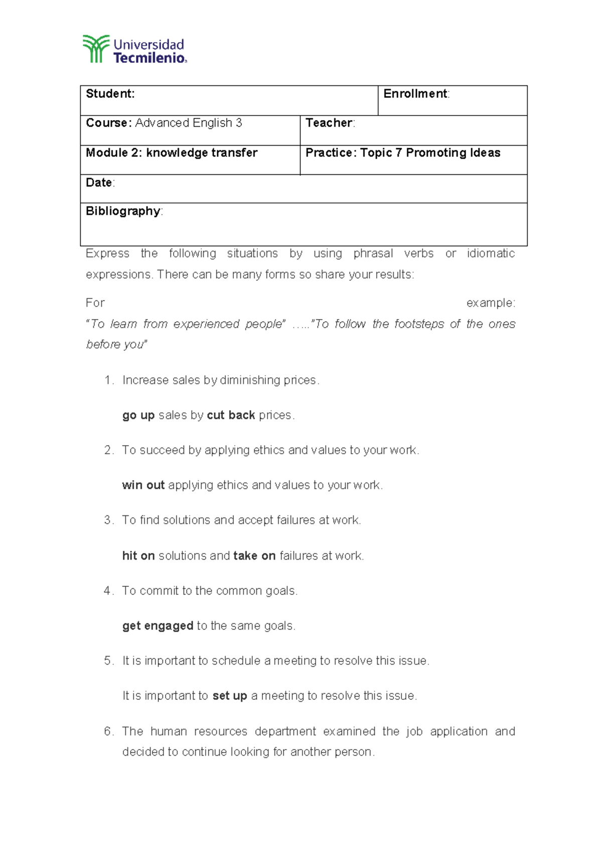 Homework 7 - oraciones de practica incluidas en el tema - Student ...