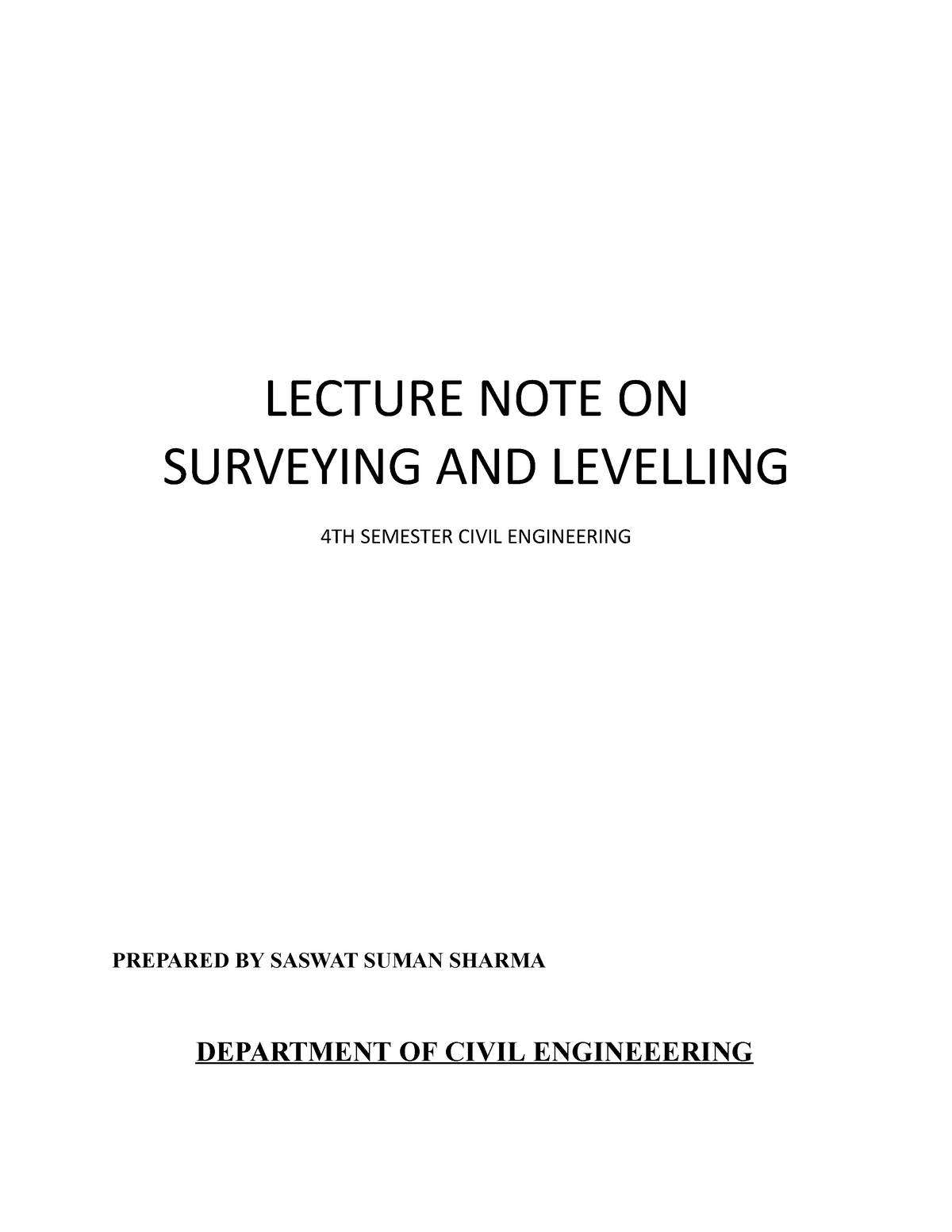 Survey-lecture-notes - LECTURE NOTE ON SURVEYING AND LEVELLING 4TH ...