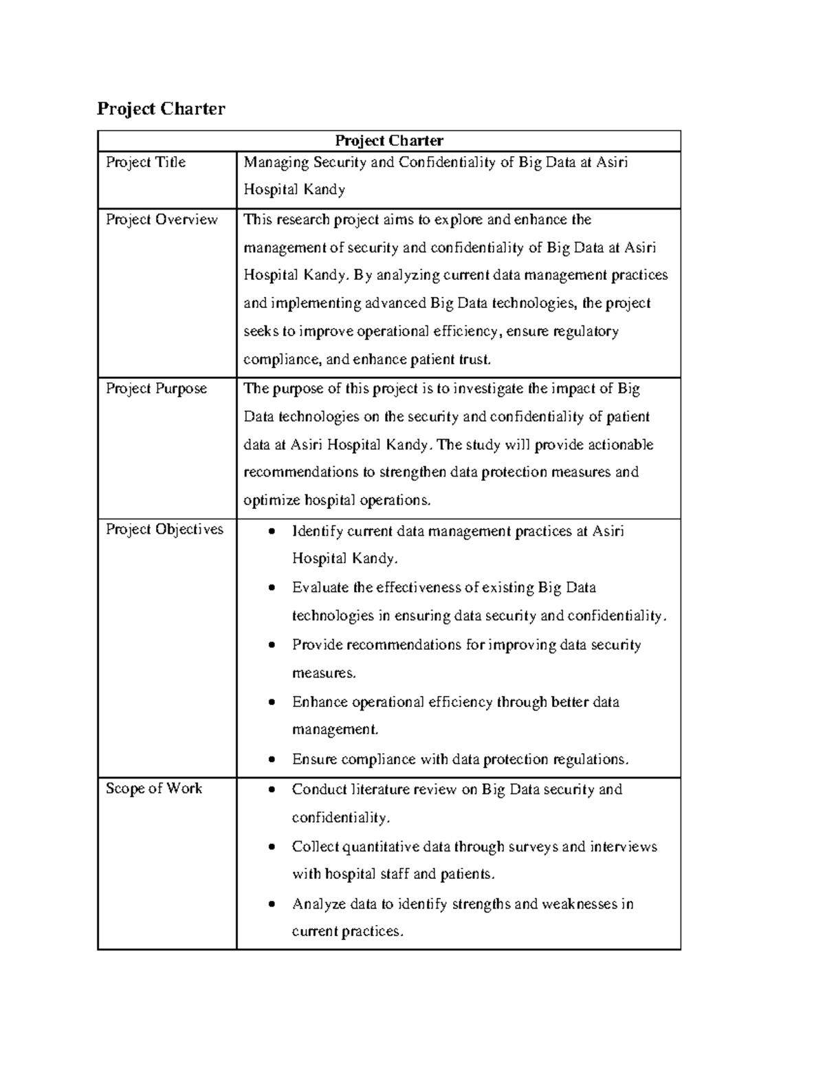 Project Charter - nothing - Project Charter Project Charter Project ...