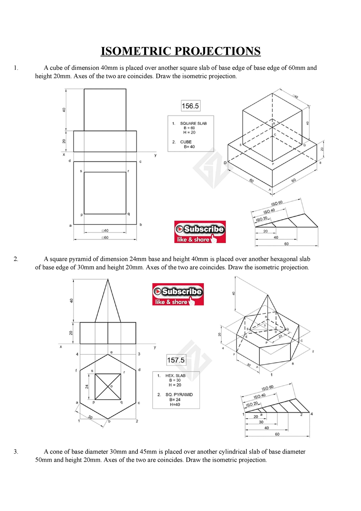 Isometric Projections - ISOMETRIC PROJECTIONS A Cube Of Dimension 40mm ...