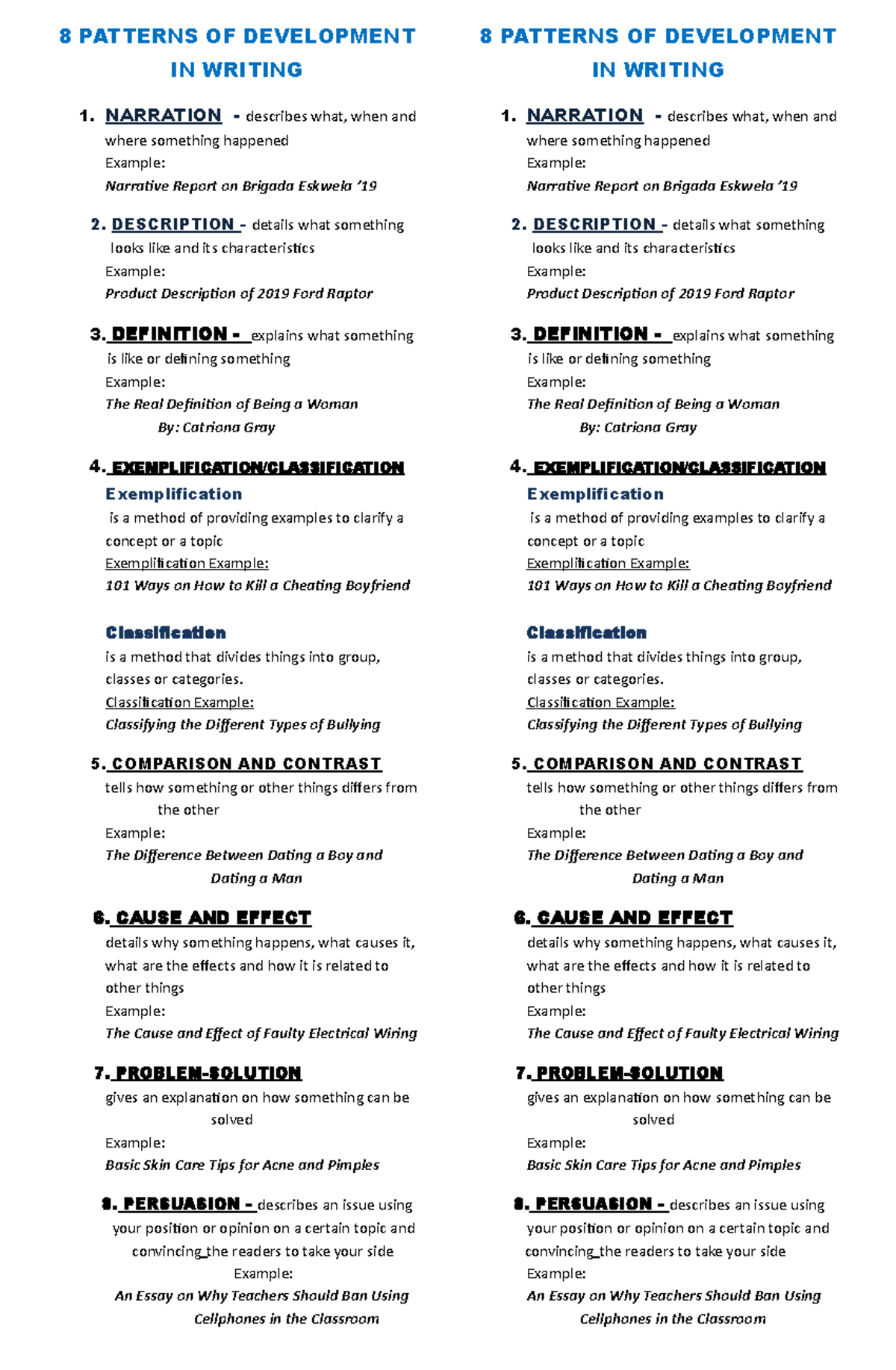 What Are The Different Patterns Of Paragraph Development