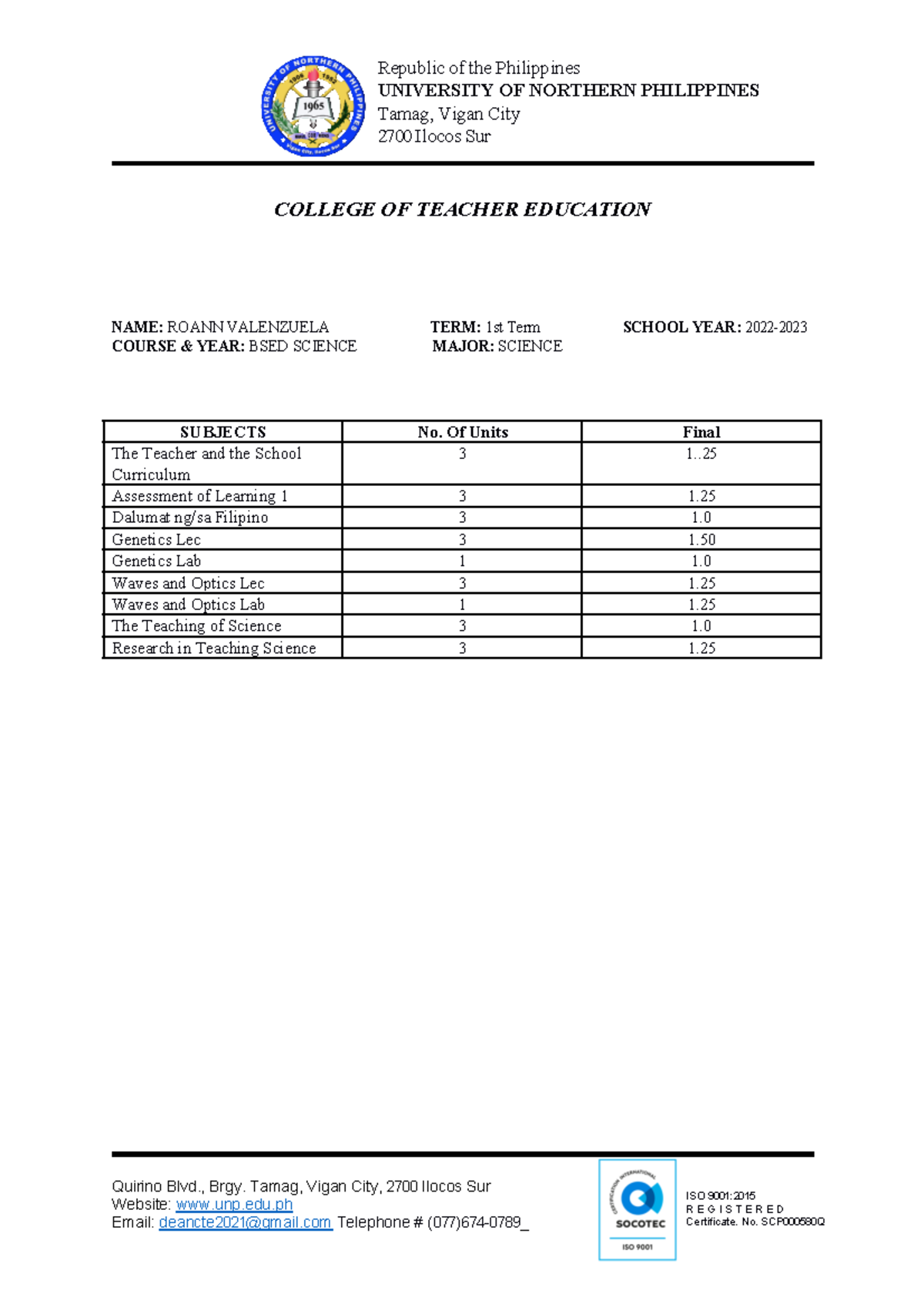 1st-term-grade - EDUC - Republic of the Philippines UNIVERSITY OF ...