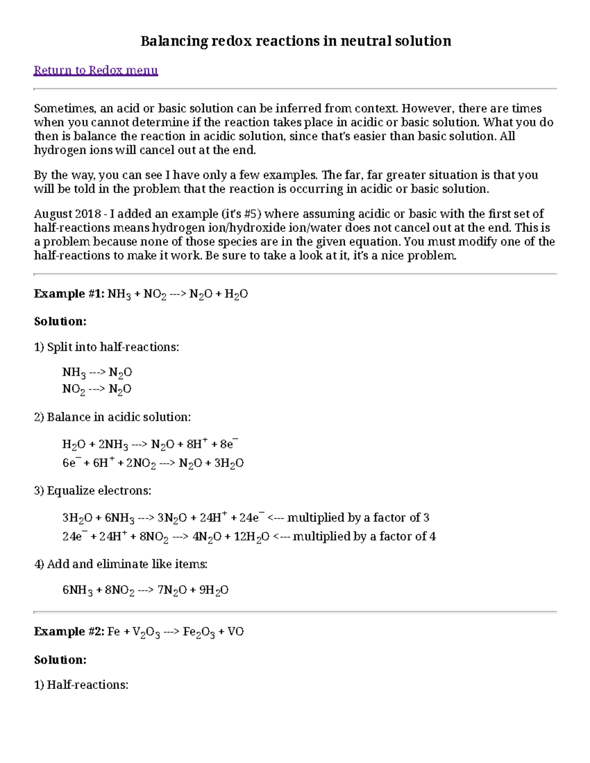 Balancing redox reactions in neutral solution - However, there are ...