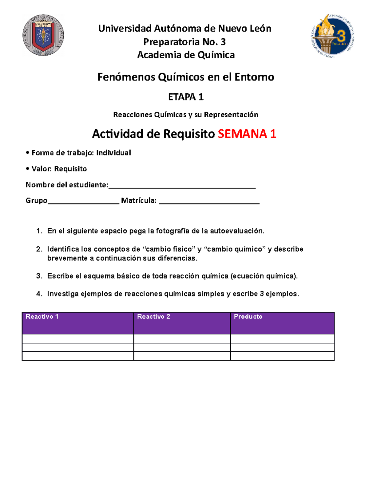 Requisito Semana 1 FQE - Etapa 1 - Universidad Autónoma de Nuevo León ...