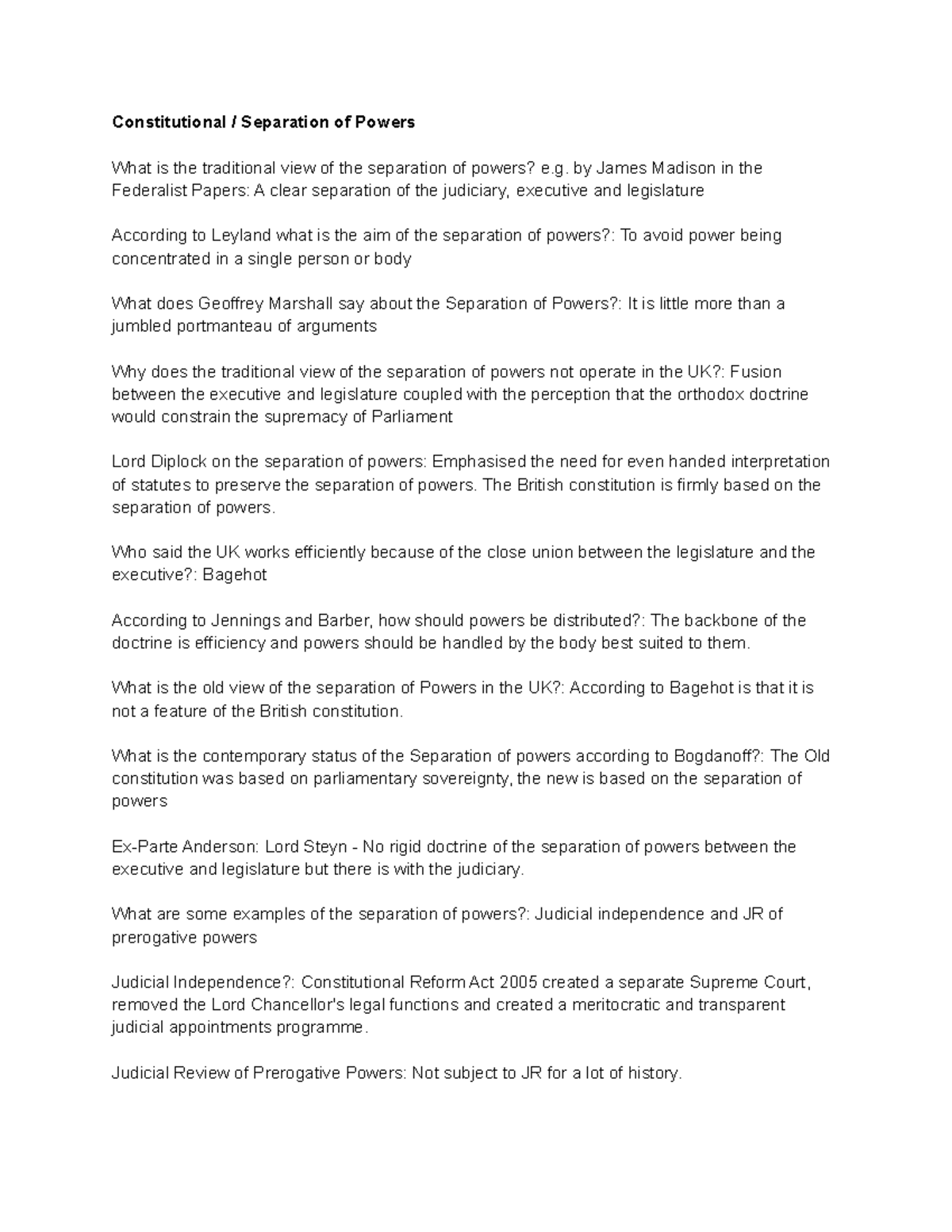 Constitutional Separation of Powers - Constitutional / Separation of ...