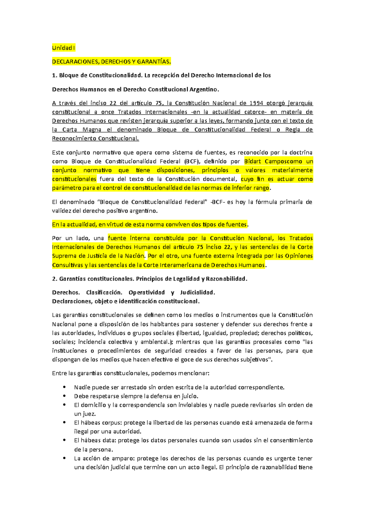 Resumen 1er Parcial, Unidad 1 Al 7 - Derecho Constitucional Argentino ...