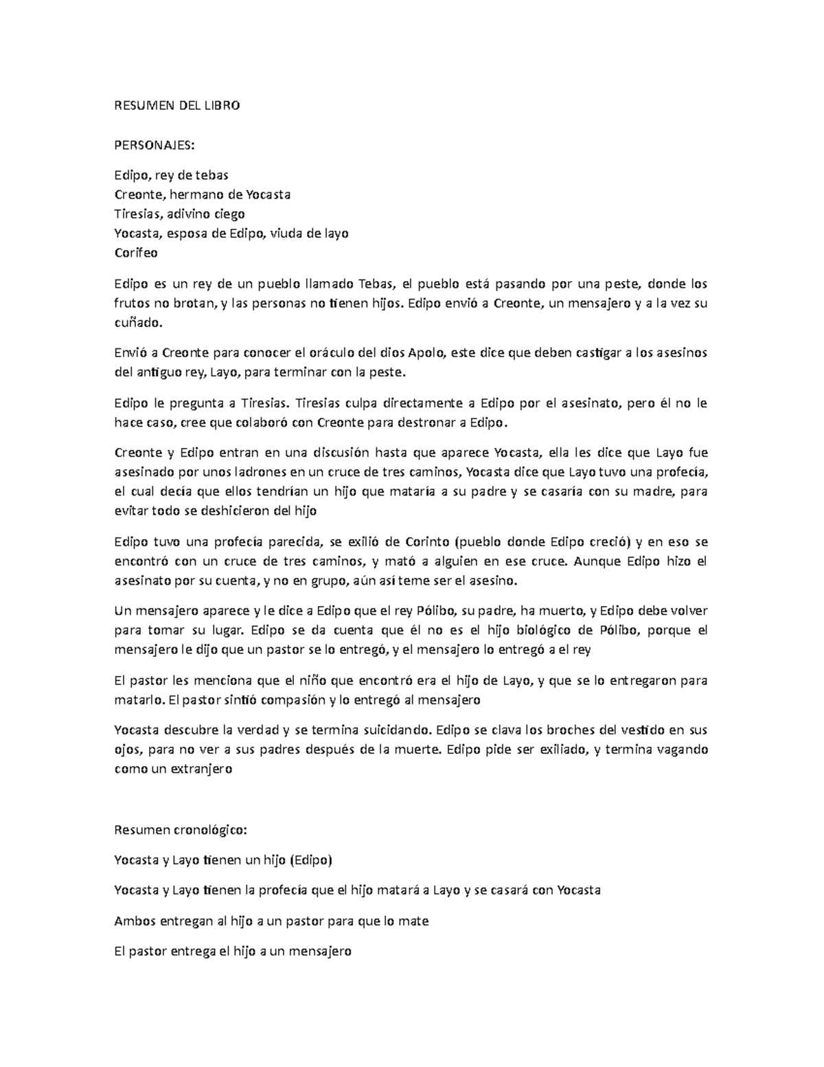 Reusemn edopo rei - lenguajejje - RESUMEN DEL LIBRO PERSONAJES: Edipo ...