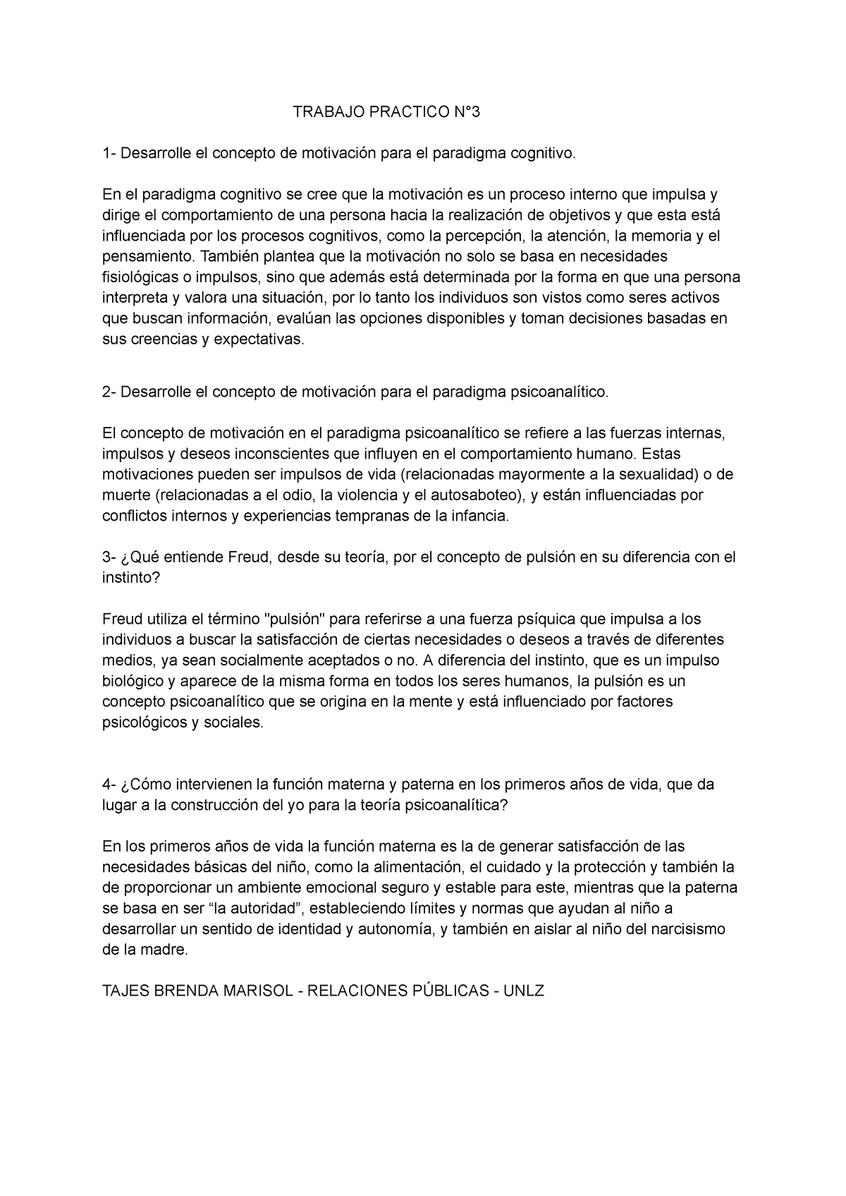 Tp N°3 Psico Tp N3 Trabajo Practico N° 1 Desarrolle El Concepto De Motivación Para El 0390